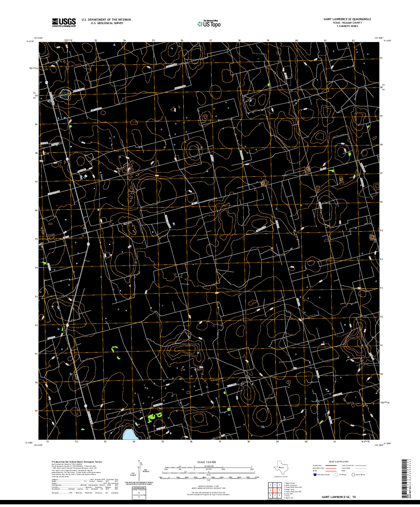 US TOPO 7.5-MINUTE MAP FOR SAINT LAWRENCE SE, TX