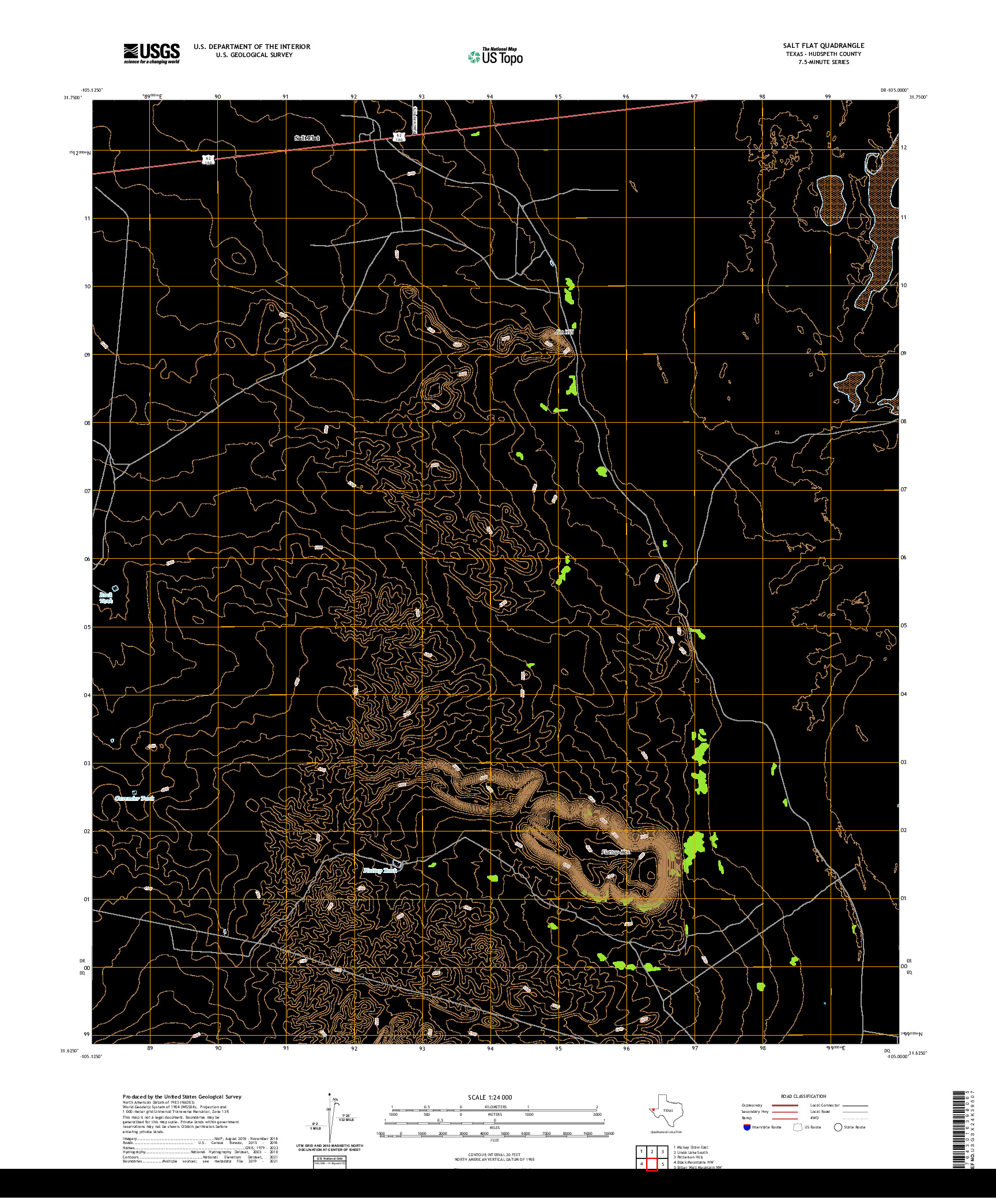 US TOPO 7.5-MINUTE MAP FOR SALT FLAT, TX