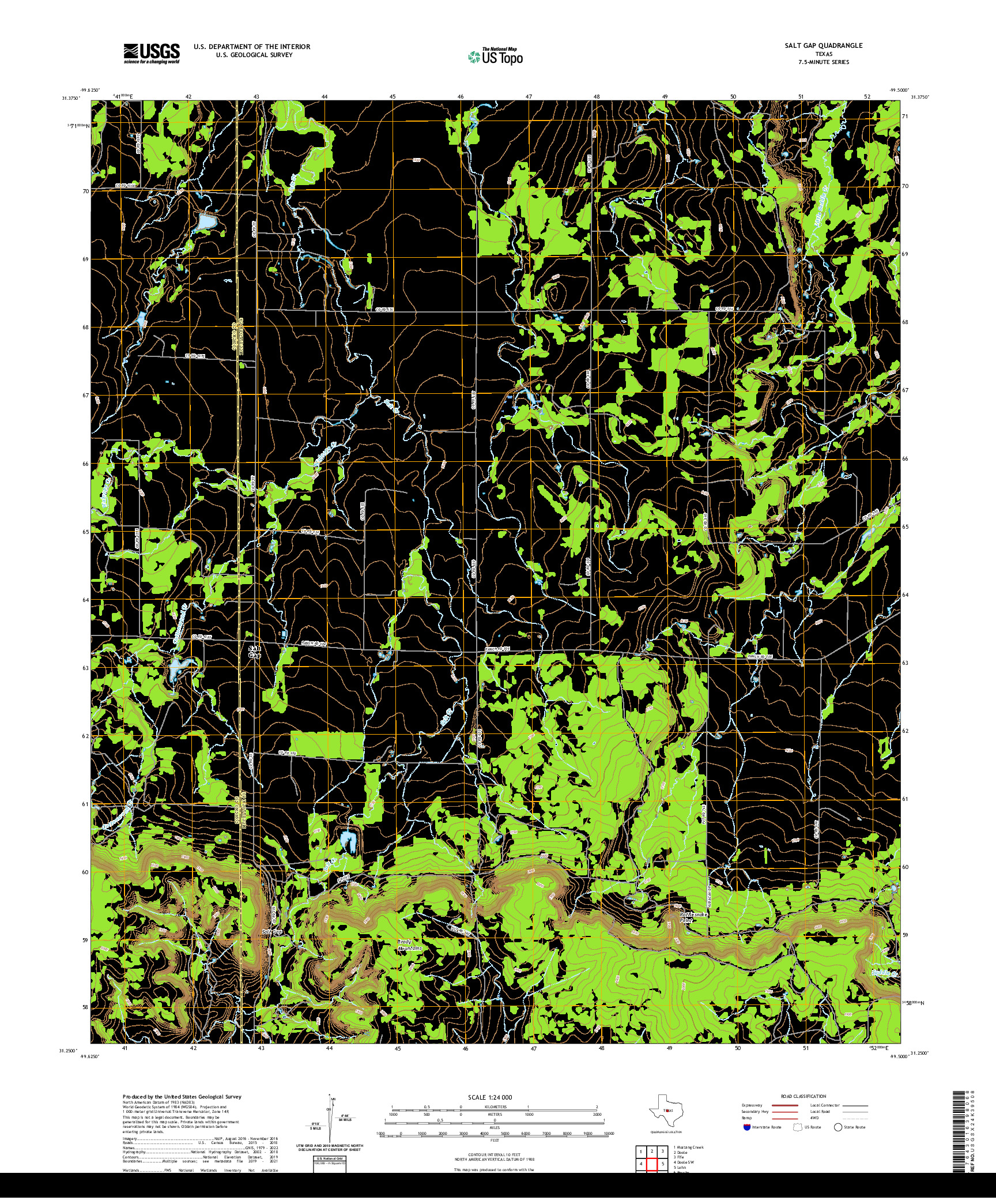 US TOPO 7.5-MINUTE MAP FOR SALT GAP, TX