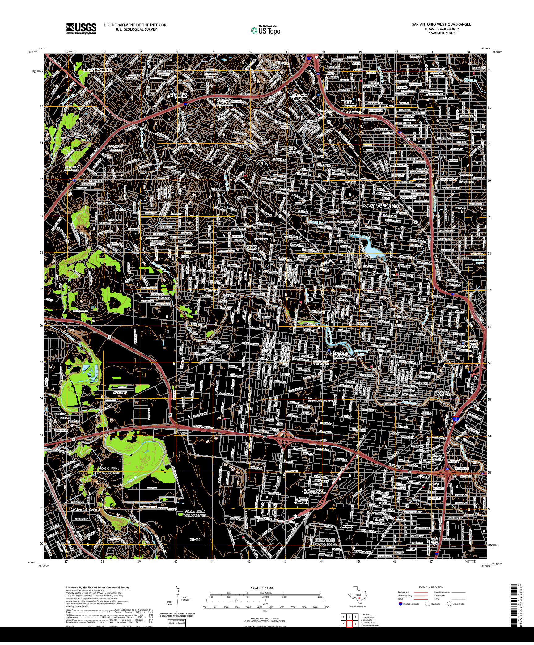 US TOPO 7.5-MINUTE MAP FOR SAN ANTONIO WEST, TX