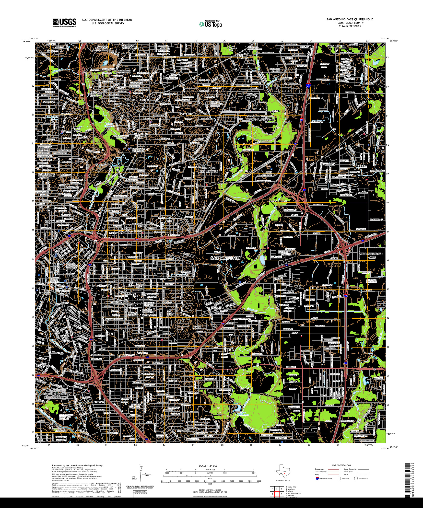 US TOPO 7.5-MINUTE MAP FOR SAN ANTONIO EAST, TX