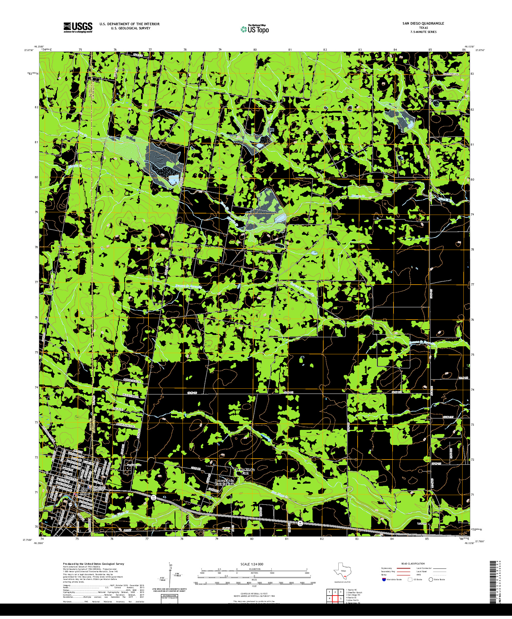 US TOPO 7.5-MINUTE MAP FOR SAN DIEGO, TX