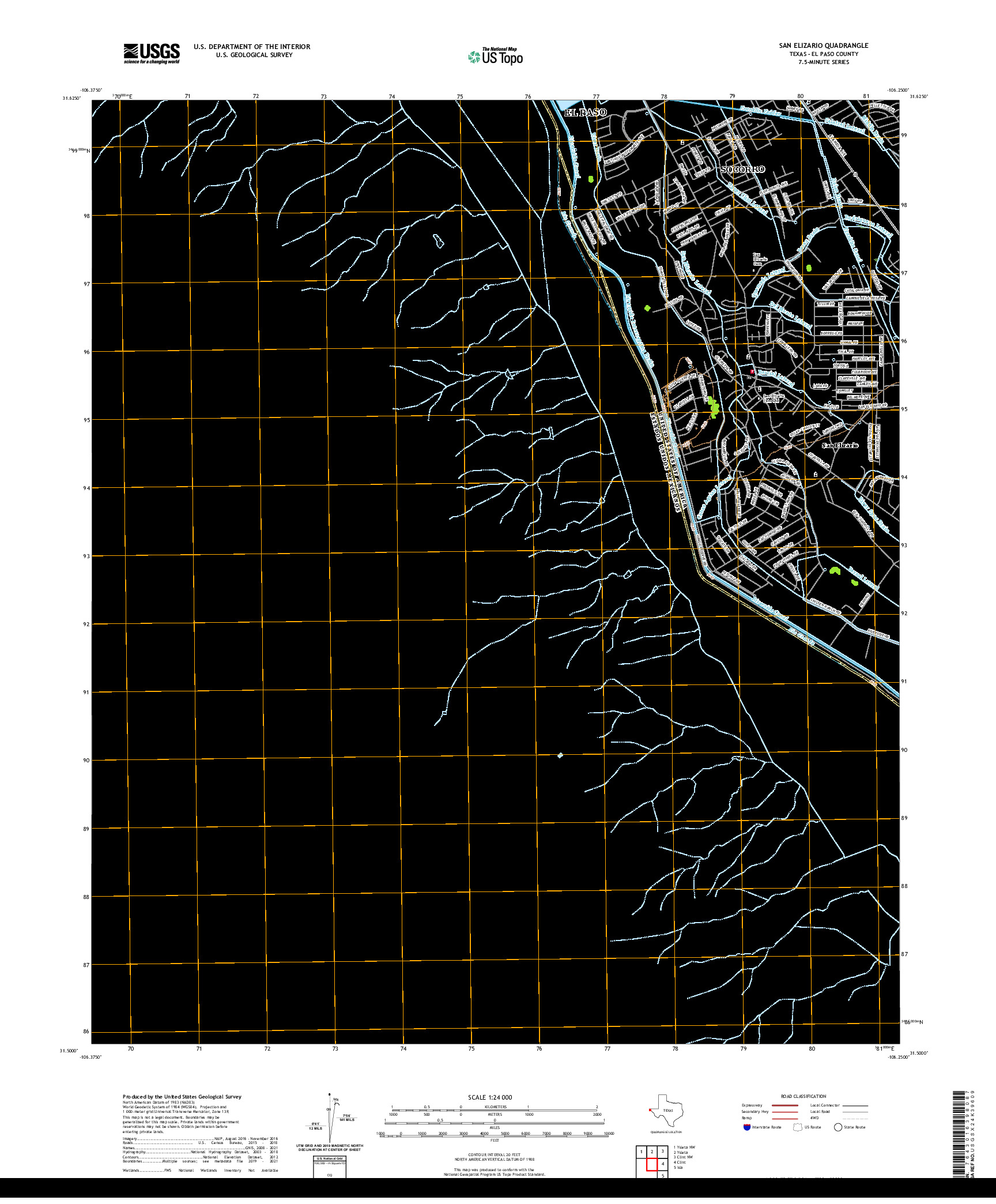 US TOPO 7.5-MINUTE MAP FOR SAN ELIZARIO, TX,CHH