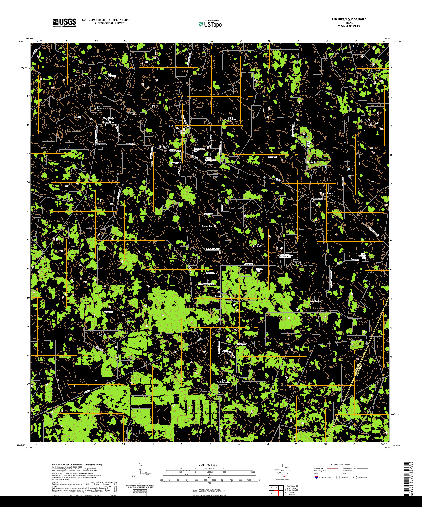 US TOPO 7.5-MINUTE MAP FOR SAN ISIDRO, TX