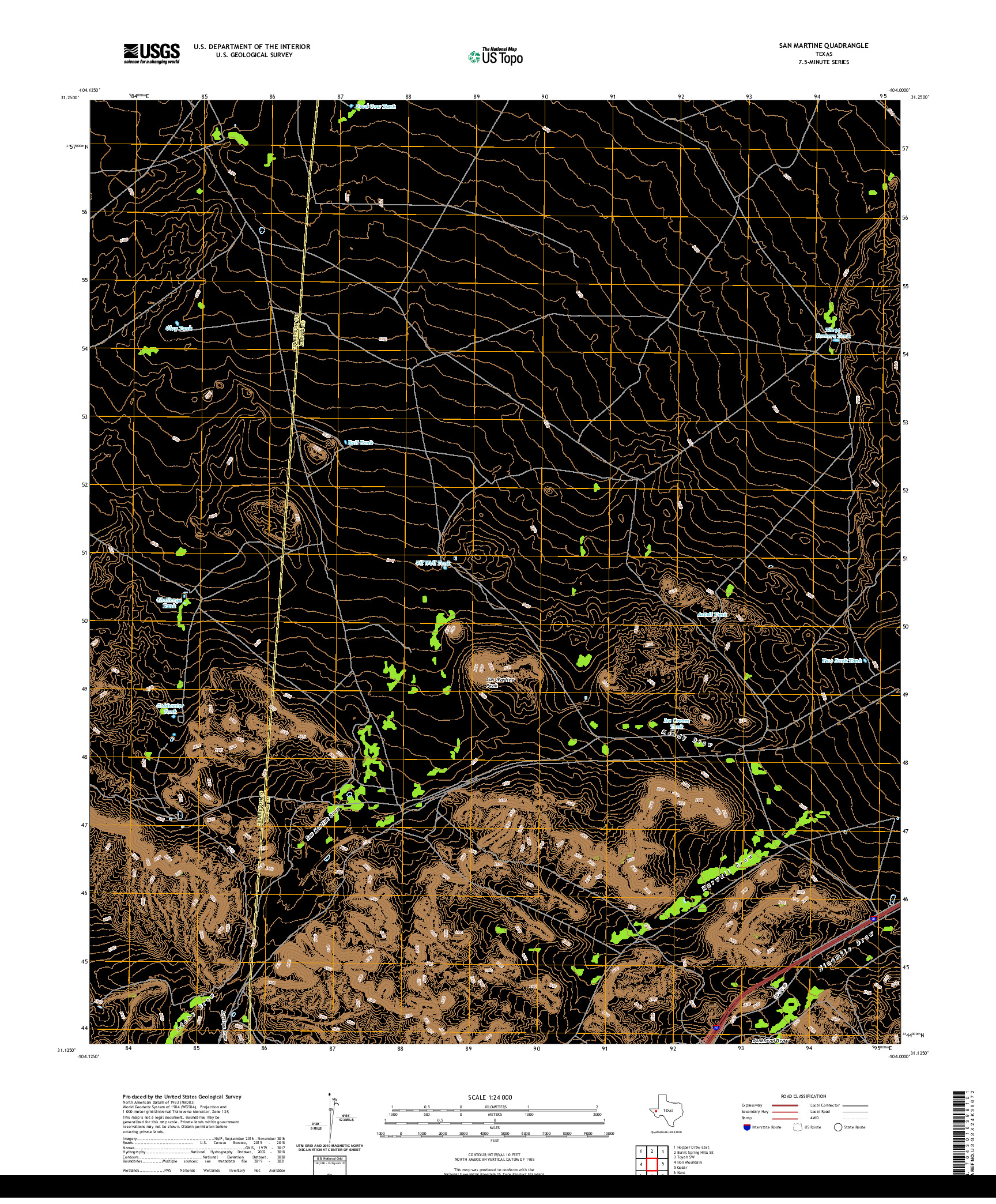 US TOPO 7.5-MINUTE MAP FOR SAN MARTINE, TX