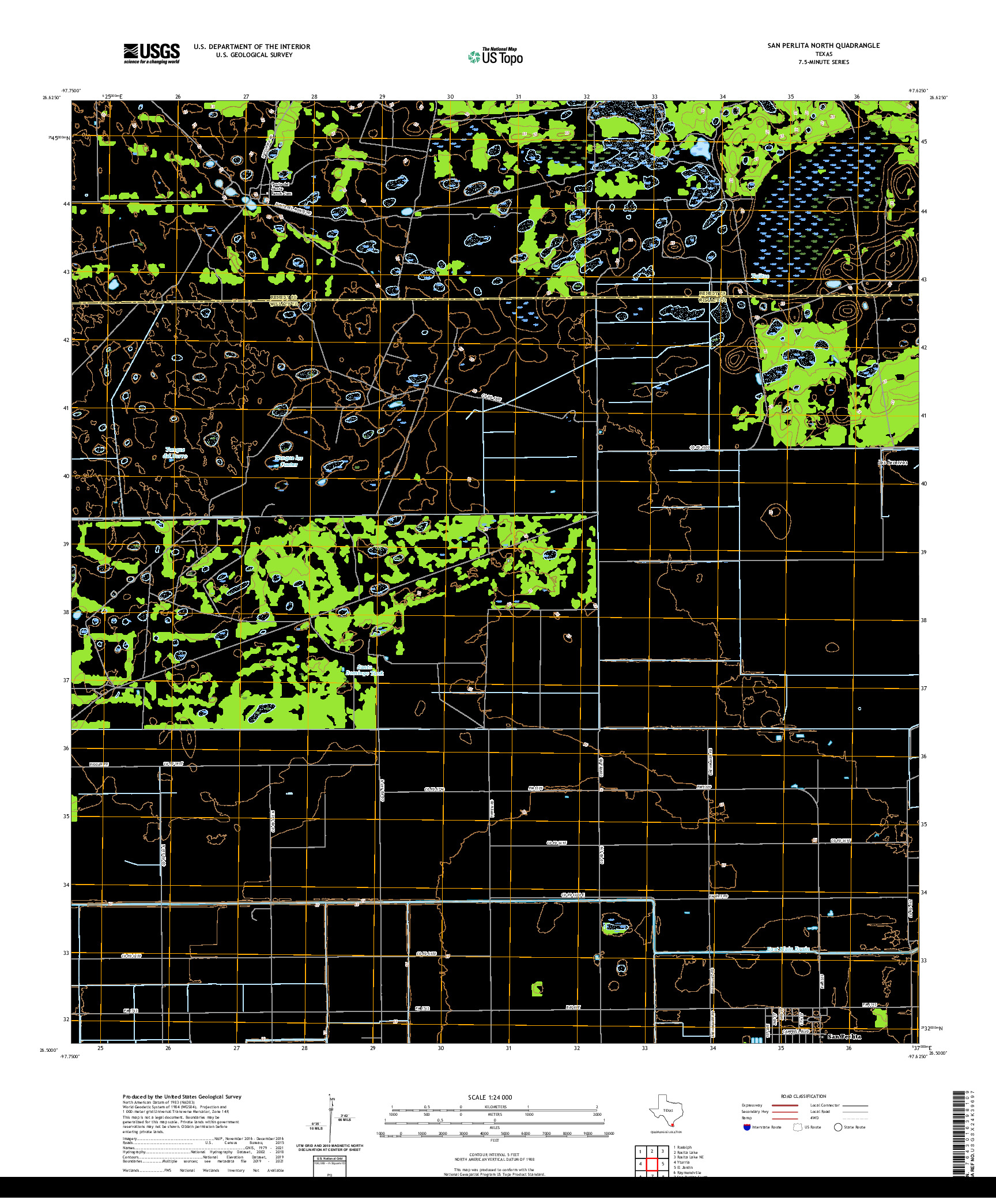 US TOPO 7.5-MINUTE MAP FOR SAN PERLITA NORTH, TX