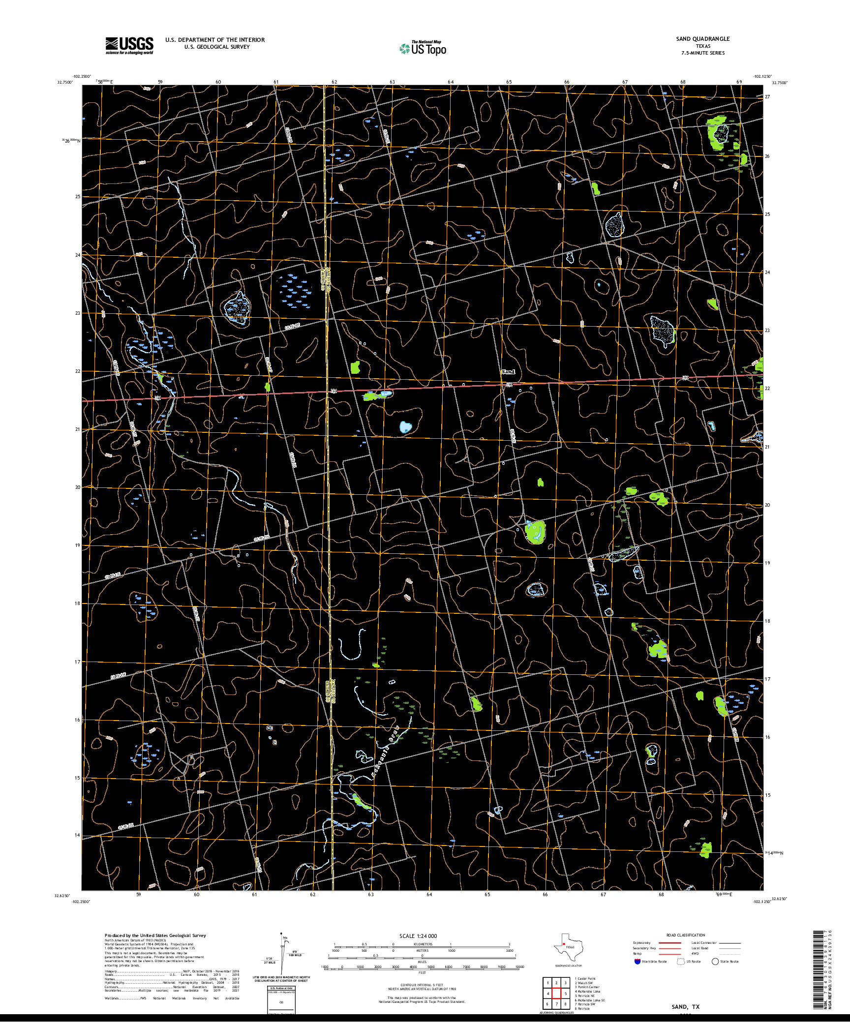 US TOPO 7.5-MINUTE MAP FOR SAND, TX