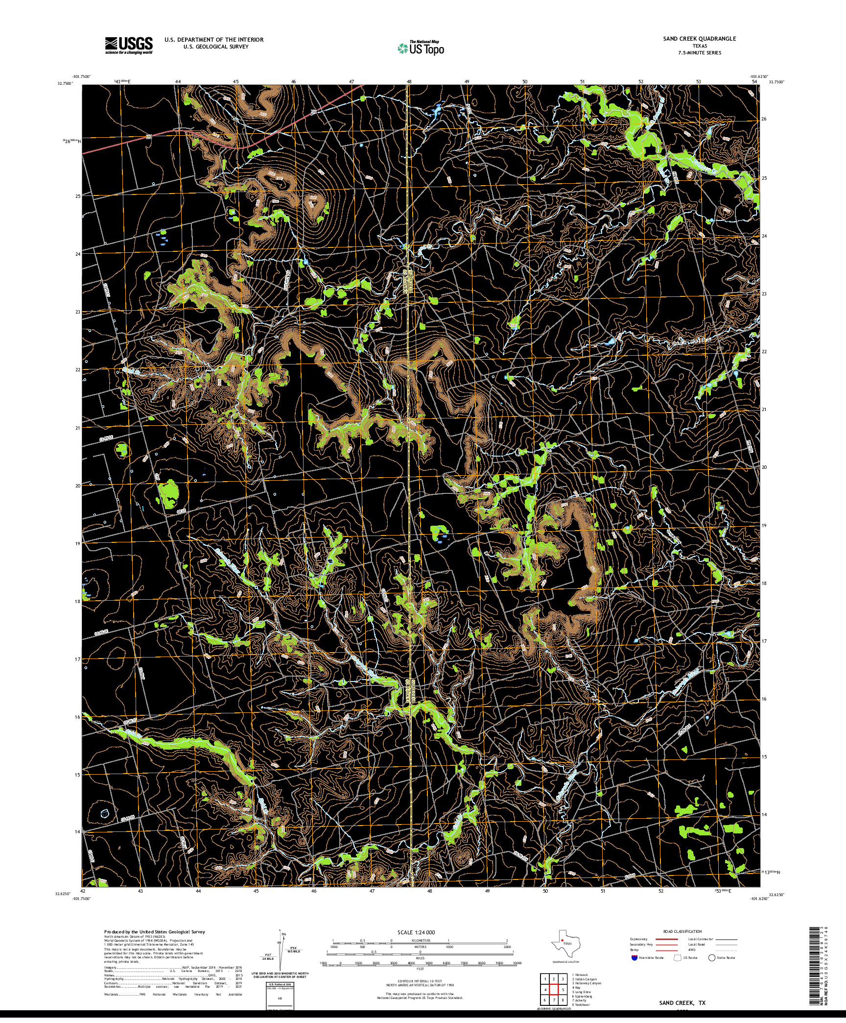 US TOPO 7.5-MINUTE MAP FOR SAND CREEK, TX