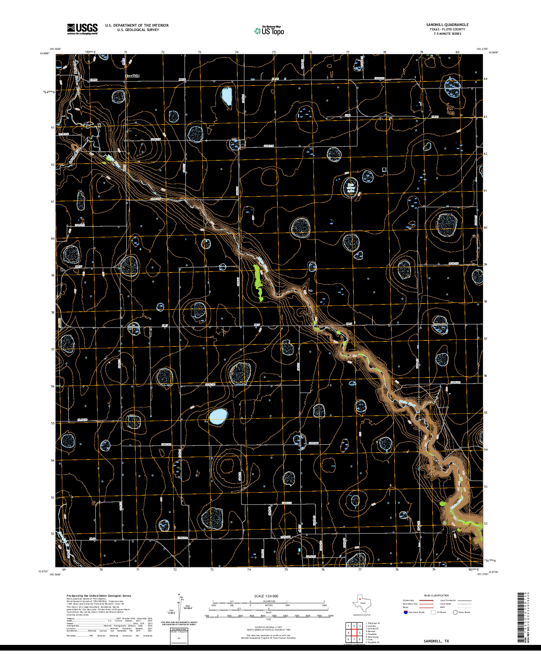 US TOPO 7.5-MINUTE MAP FOR SANDHILL, TX