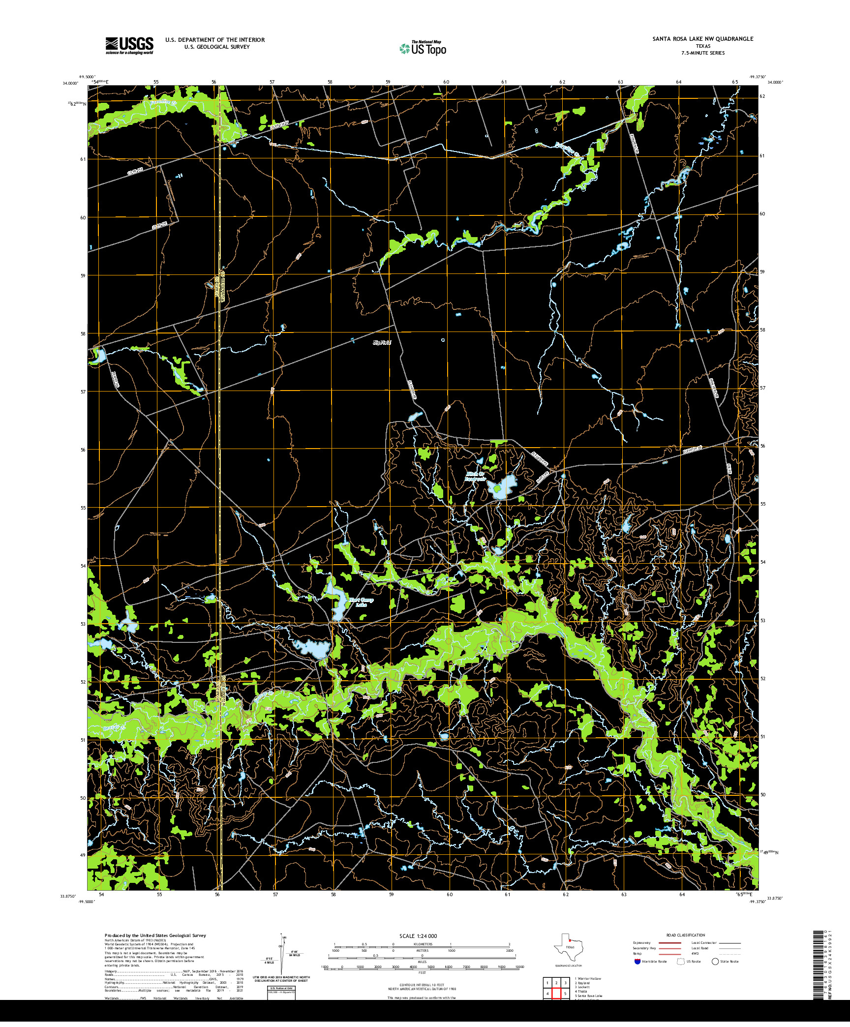 US TOPO 7.5-MINUTE MAP FOR SANTA ROSA LAKE NW, TX