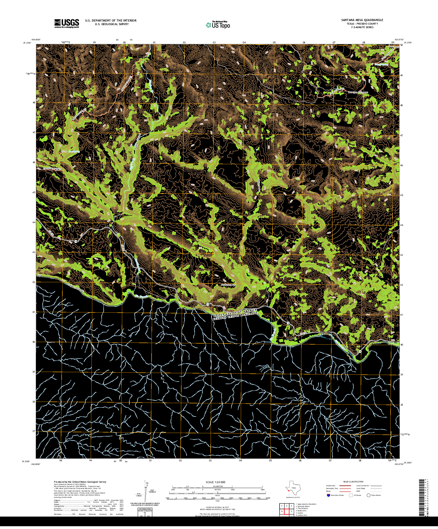 US TOPO 7.5-MINUTE MAP FOR SANTANA MESA, TX,CHH