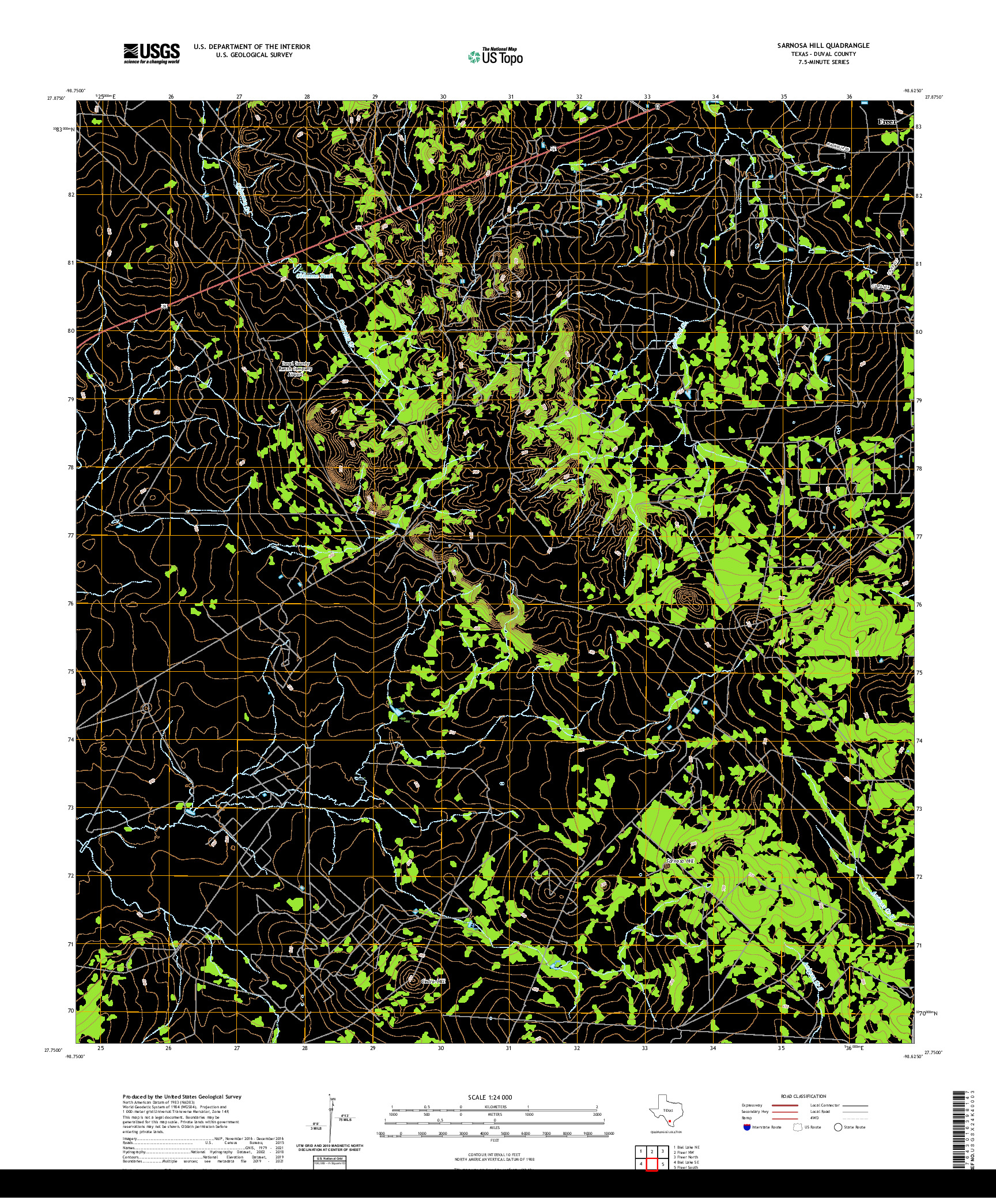 US TOPO 7.5-MINUTE MAP FOR SARNOSA HILL, TX