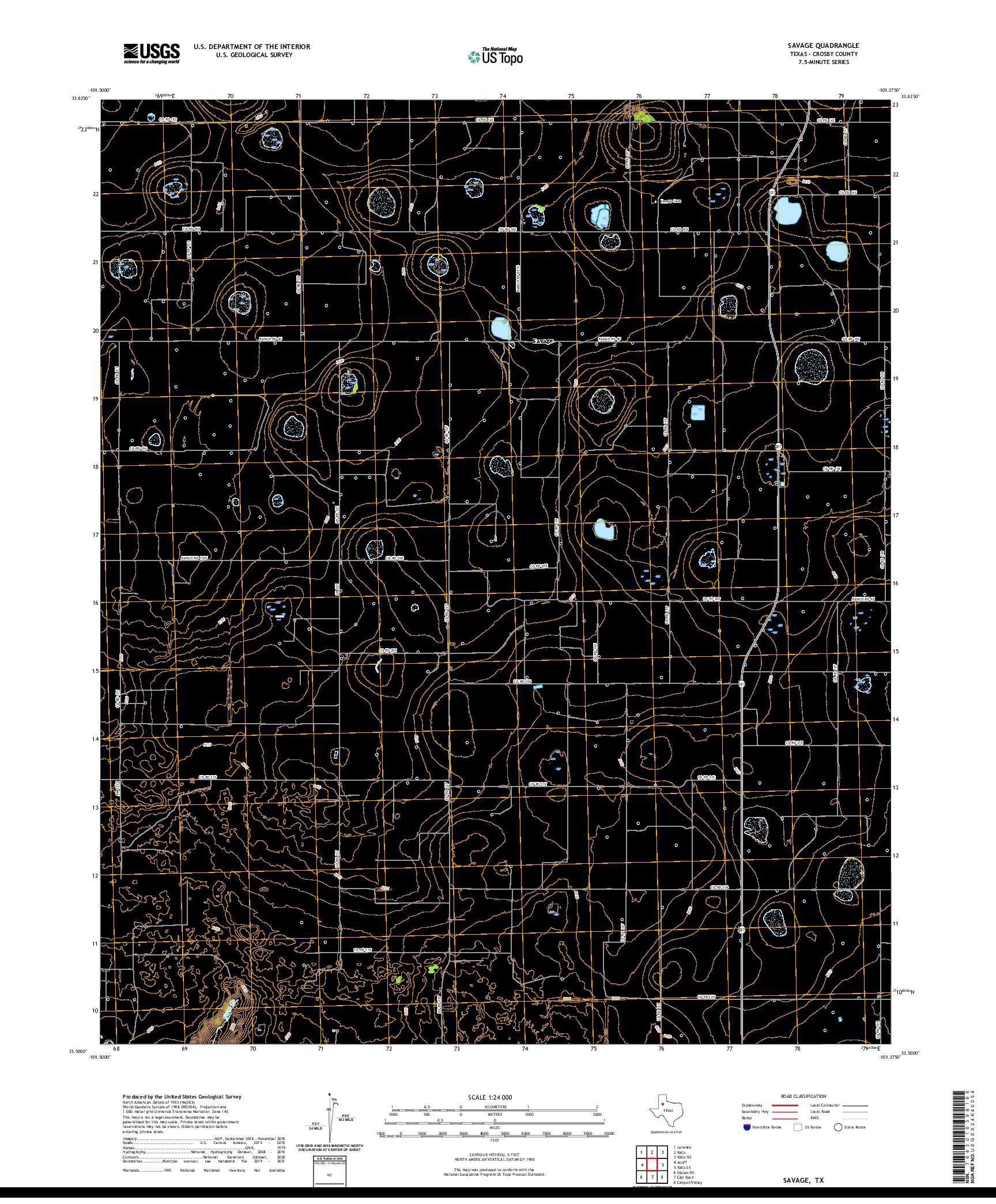 US TOPO 7.5-MINUTE MAP FOR SAVAGE, TX