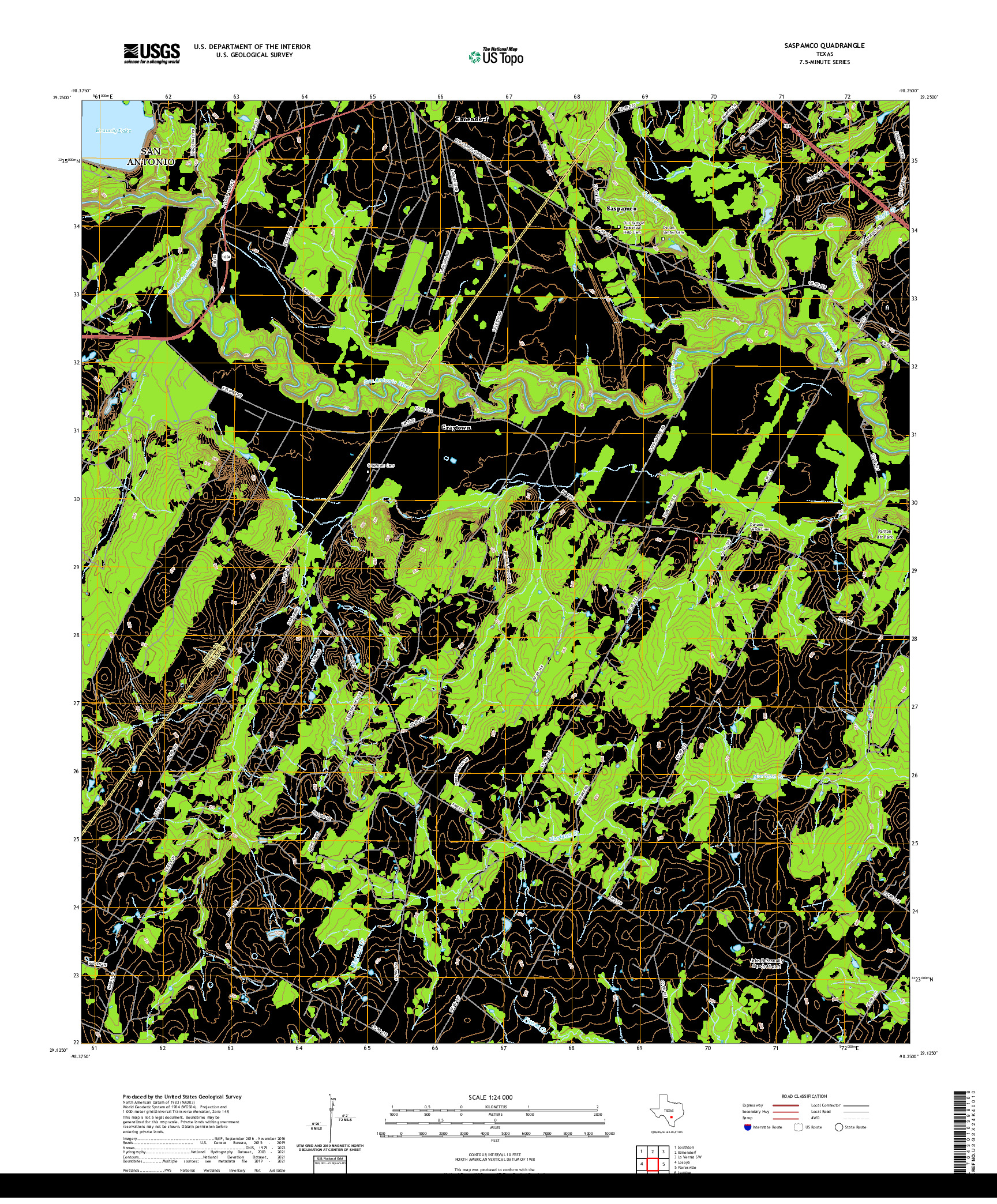 US TOPO 7.5-MINUTE MAP FOR SASPAMCO, TX