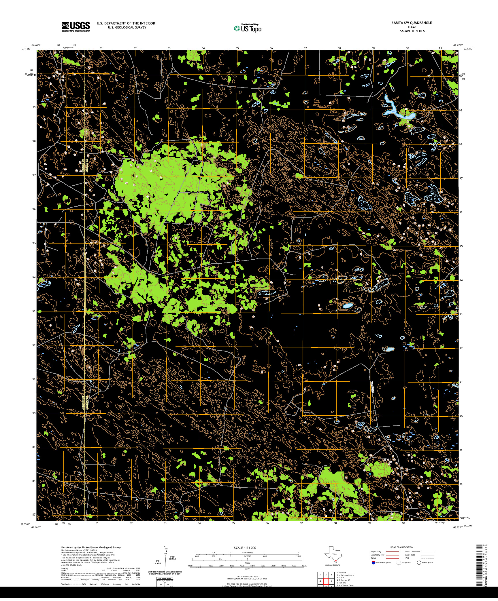 US TOPO 7.5-MINUTE MAP FOR SARITA SW, TX