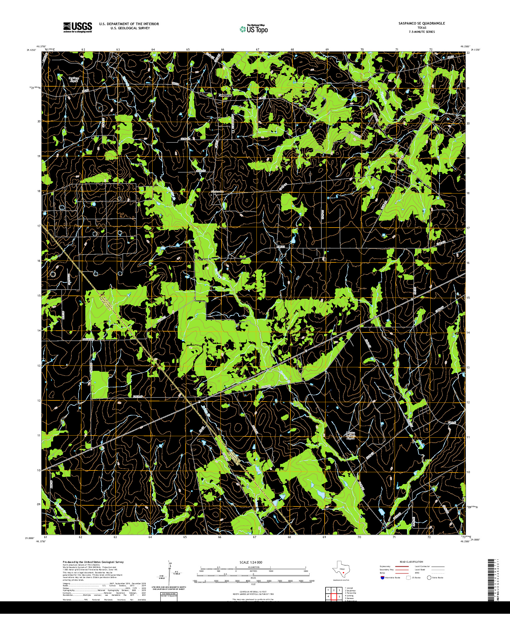 US TOPO 7.5-MINUTE MAP FOR SASPAMCO SE, TX