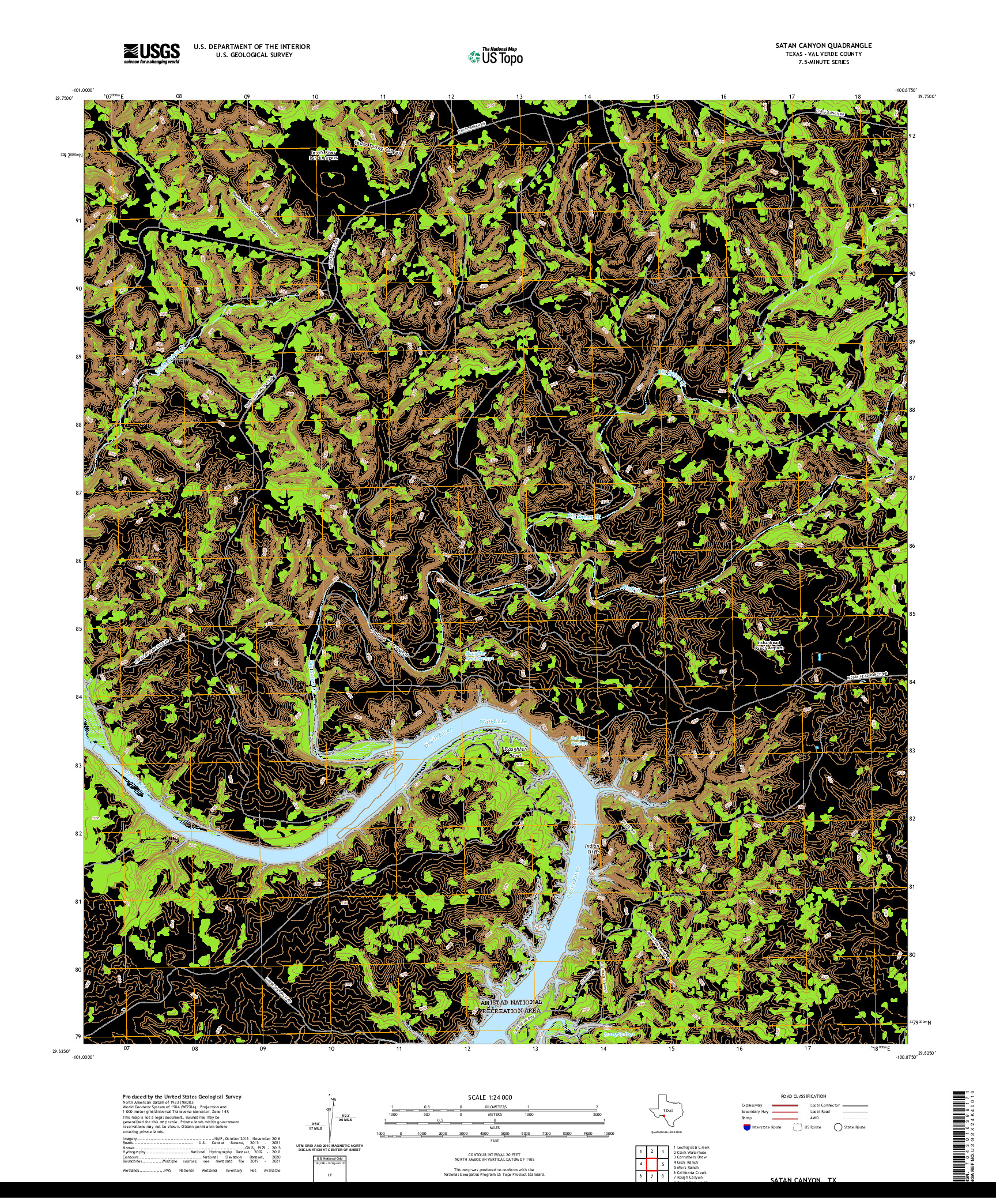 US TOPO 7.5-MINUTE MAP FOR SATAN CANYON, TX