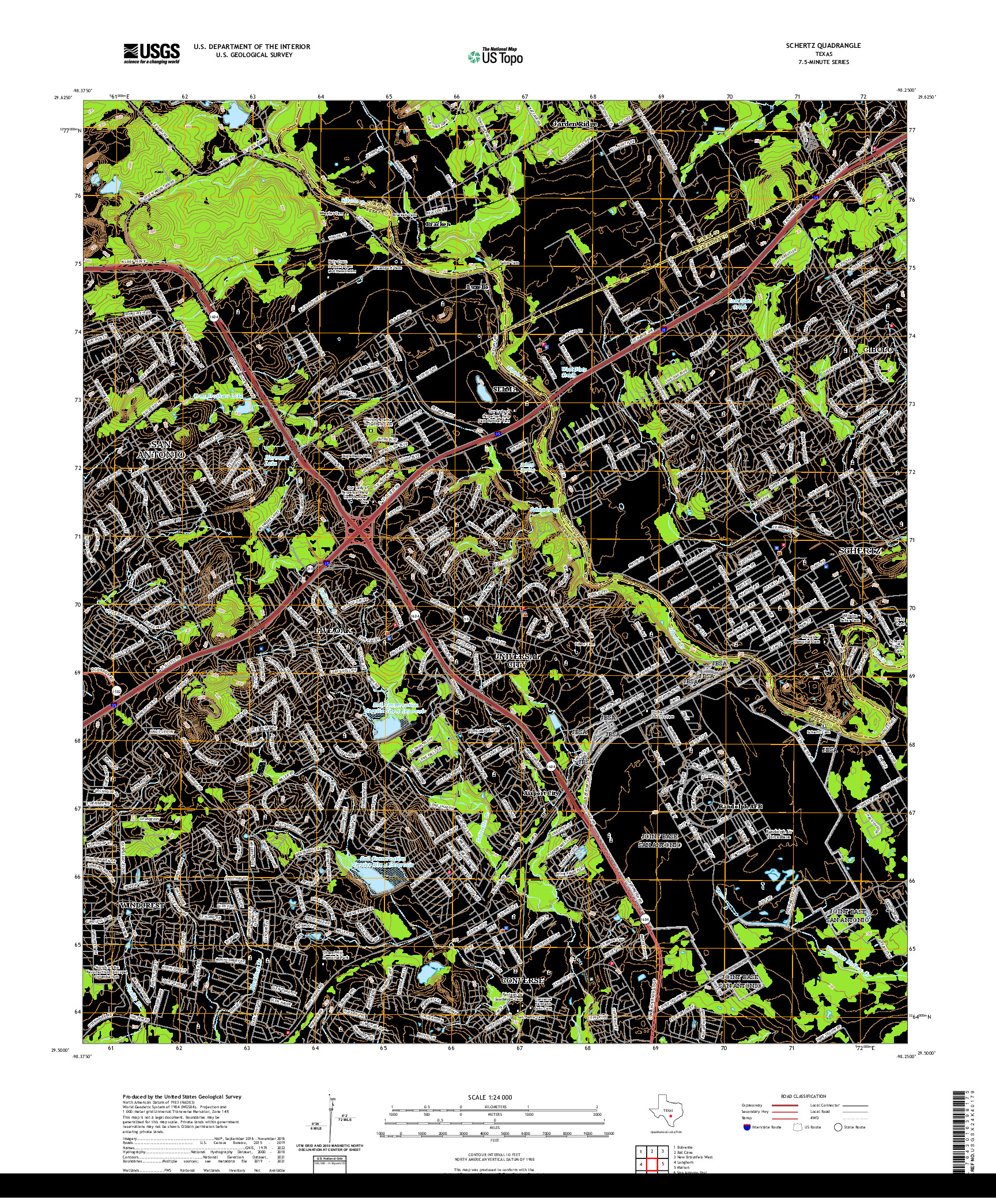 US TOPO 7.5-MINUTE MAP FOR SCHERTZ, TX