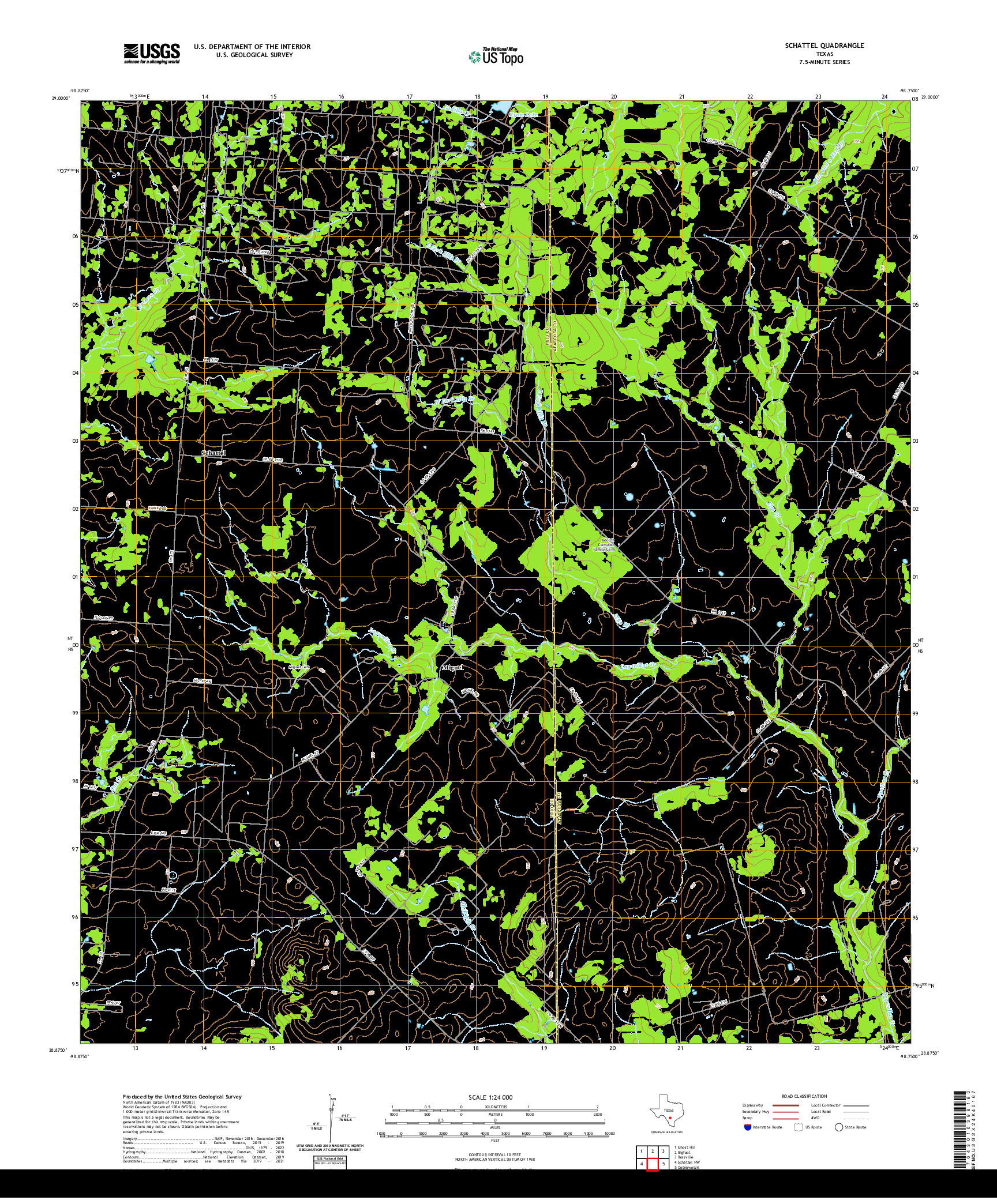 US TOPO 7.5-MINUTE MAP FOR SCHATTEL, TX