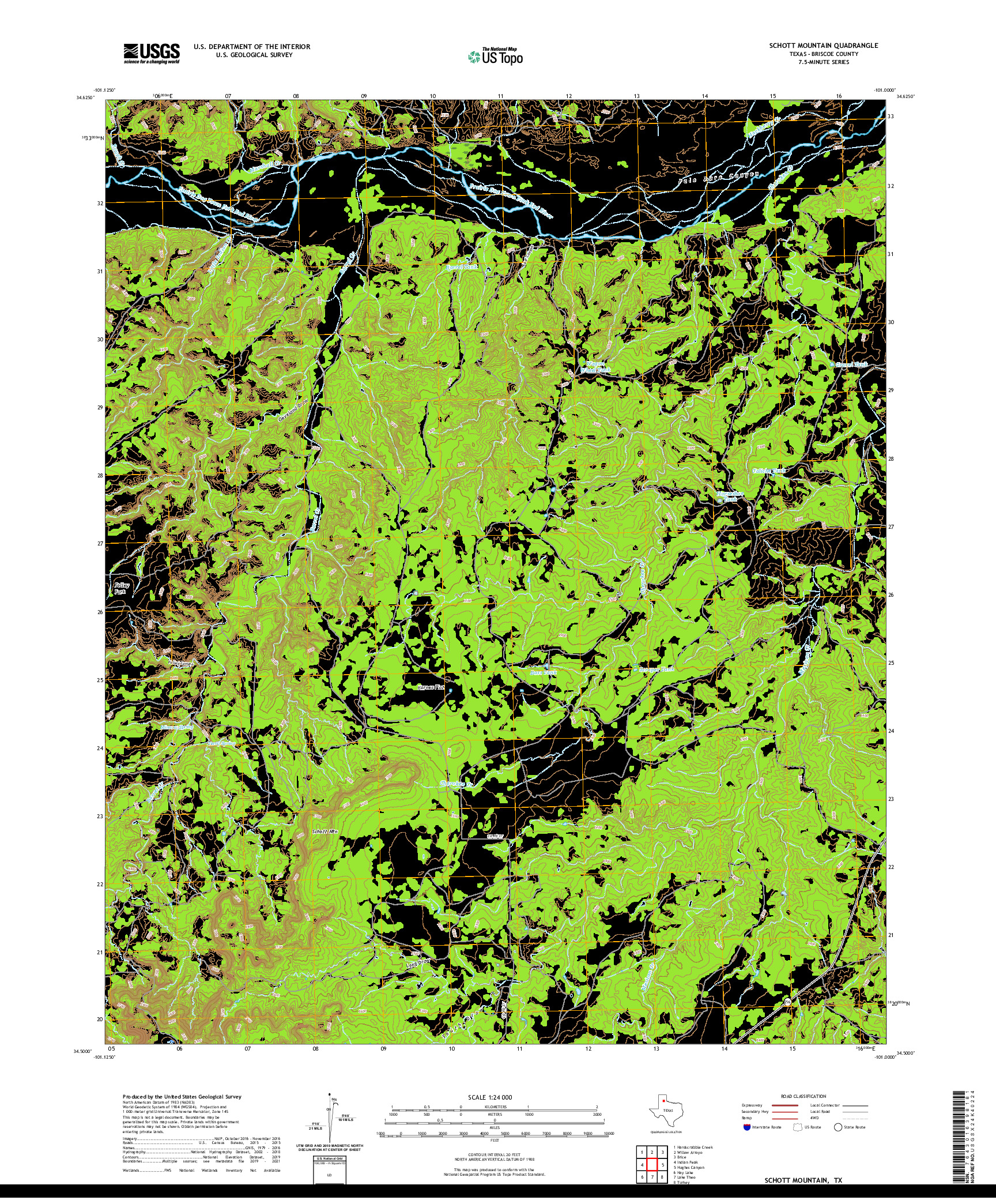 US TOPO 7.5-MINUTE MAP FOR SCHOTT MOUNTAIN, TX