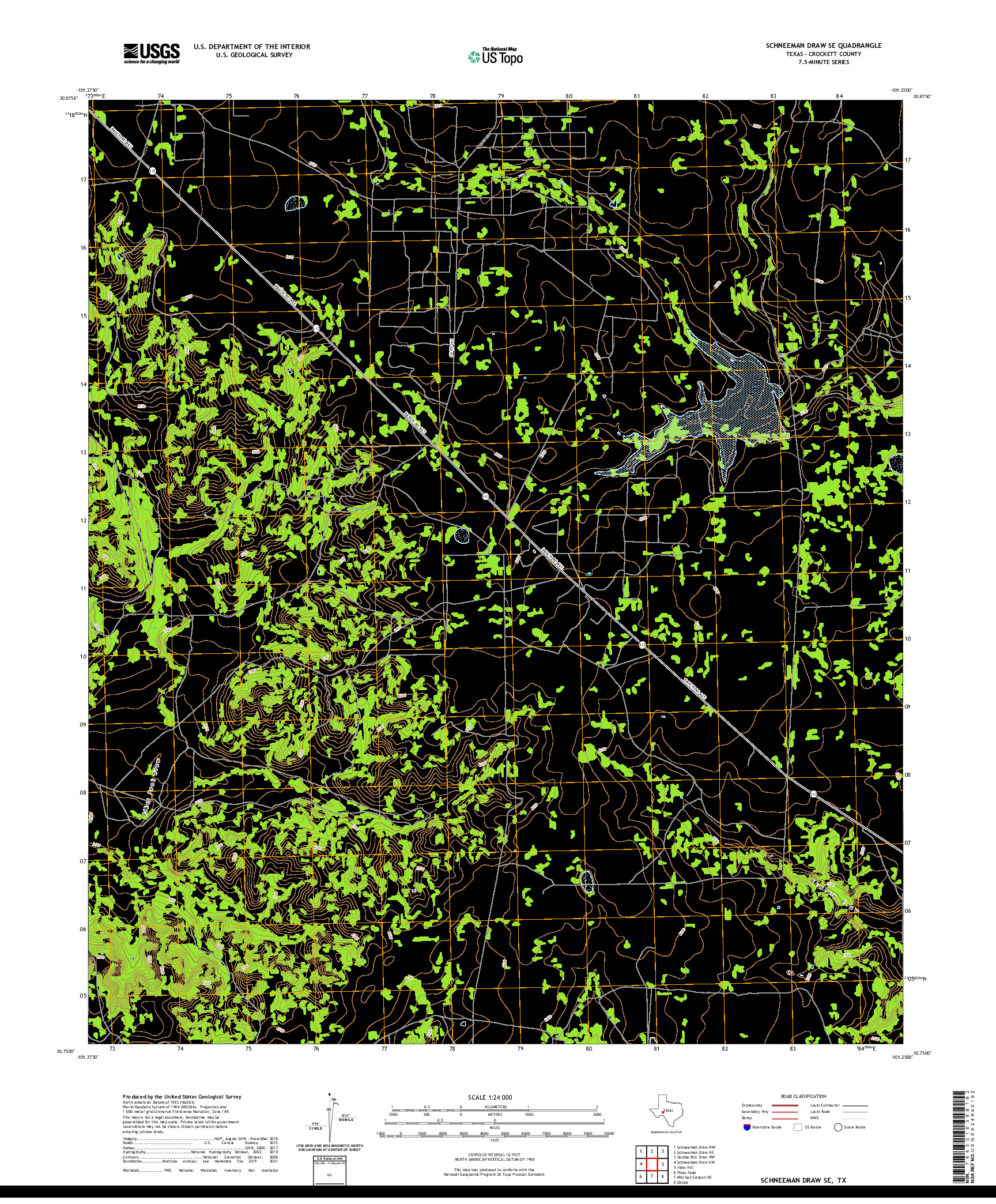 US TOPO 7.5-MINUTE MAP FOR SCHNEEMAN DRAW SE, TX