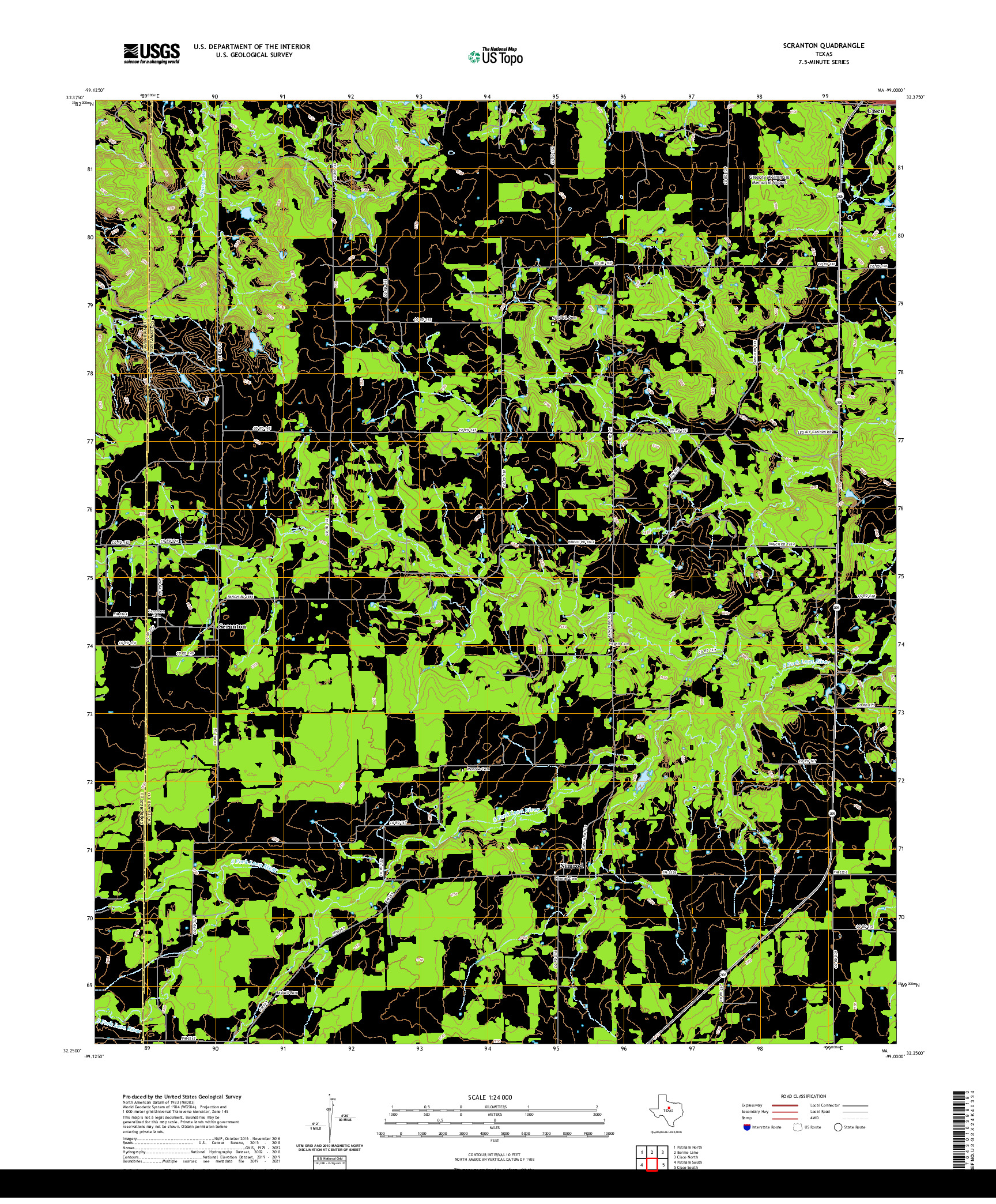 US TOPO 7.5-MINUTE MAP FOR SCRANTON, TX