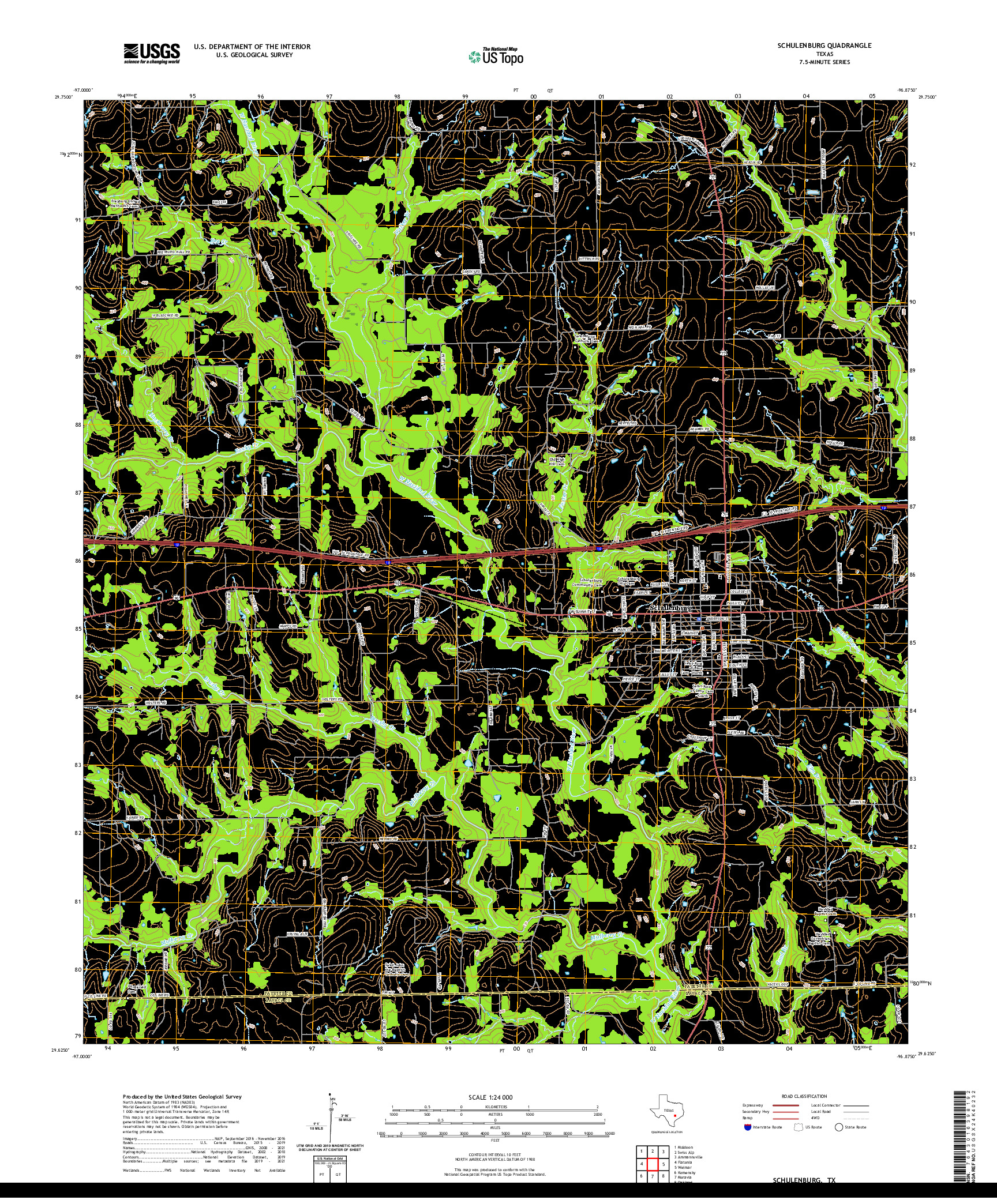 US TOPO 7.5-MINUTE MAP FOR SCHULENBURG, TX