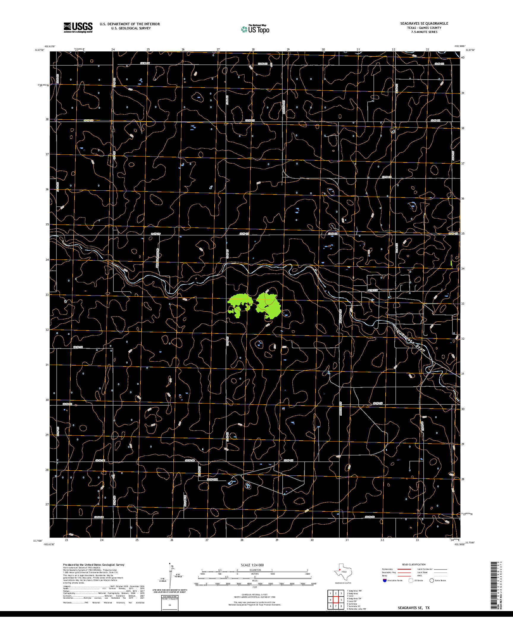 US TOPO 7.5-MINUTE MAP FOR SEAGRAVES SE, TX