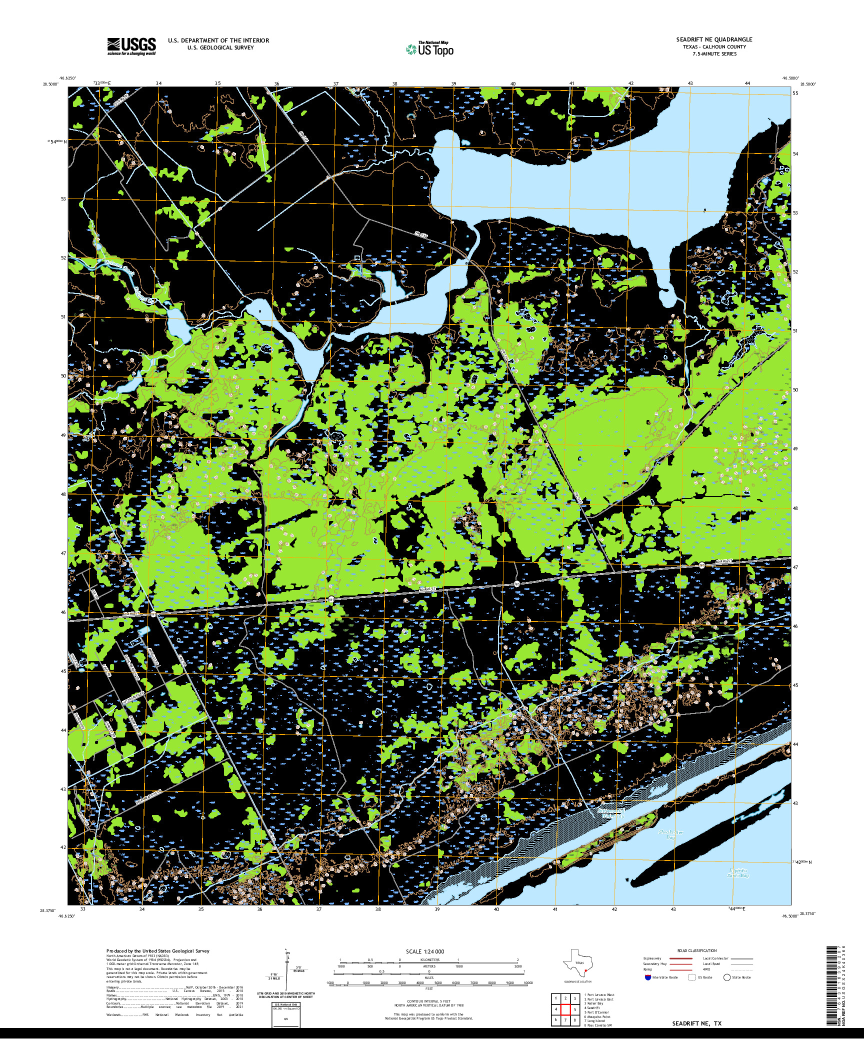 US TOPO 7.5-MINUTE MAP FOR SEADRIFT NE, TX