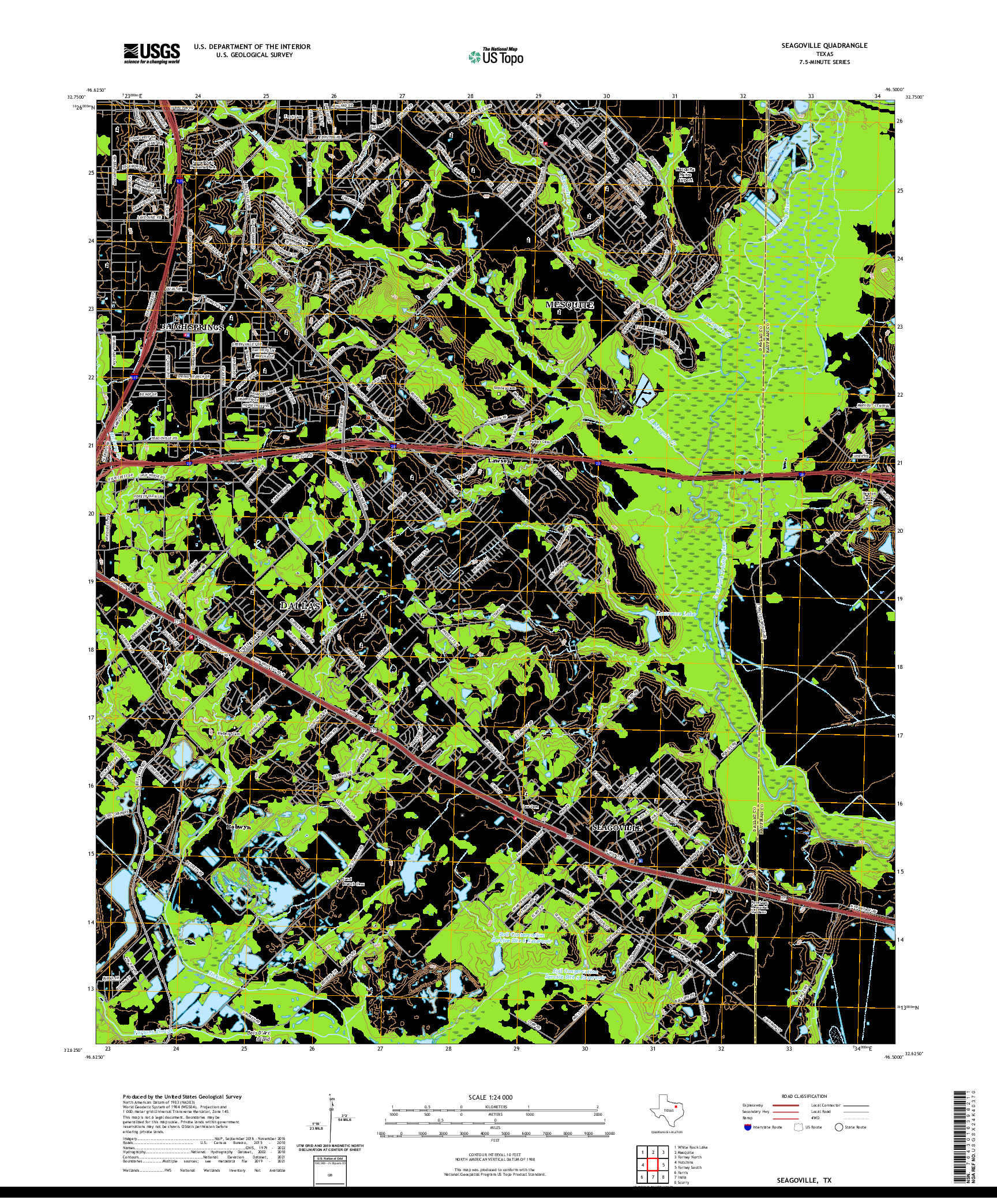 US TOPO 7.5-MINUTE MAP FOR SEAGOVILLE, TX