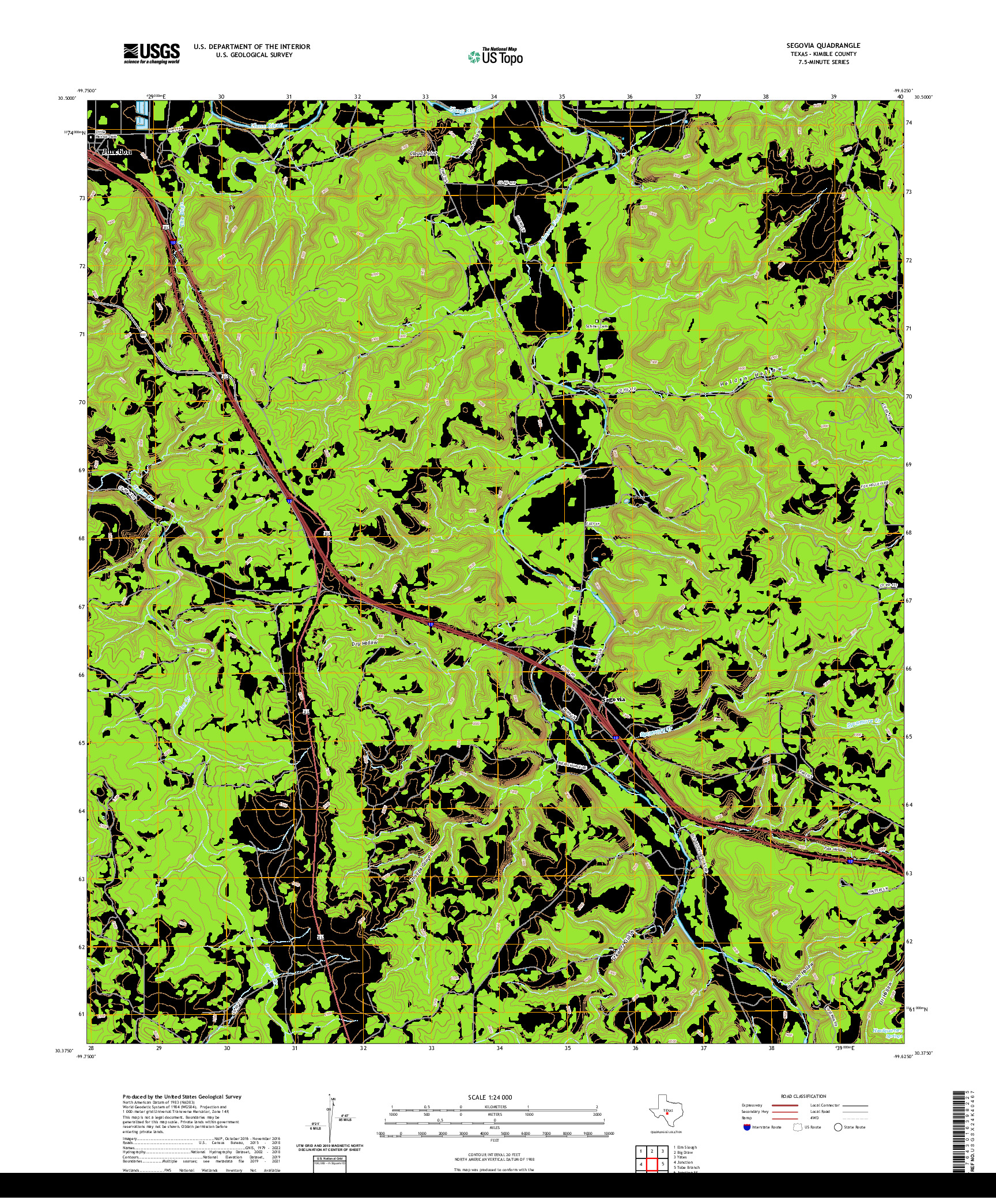 US TOPO 7.5-MINUTE MAP FOR SEGOVIA, TX