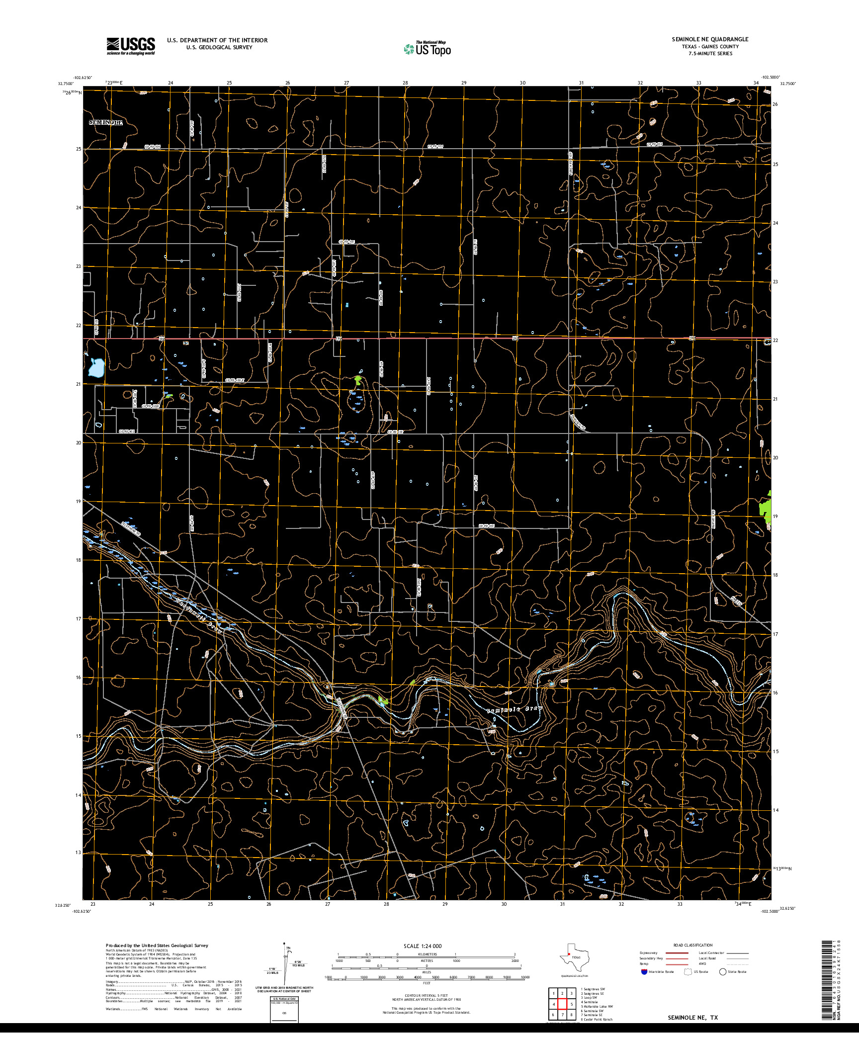 US TOPO 7.5-MINUTE MAP FOR SEMINOLE NE, TX