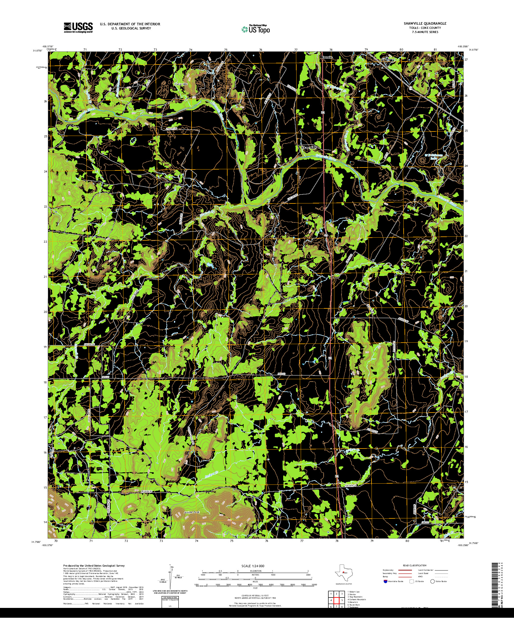 US TOPO 7.5-MINUTE MAP FOR SHAWVILLE, TX