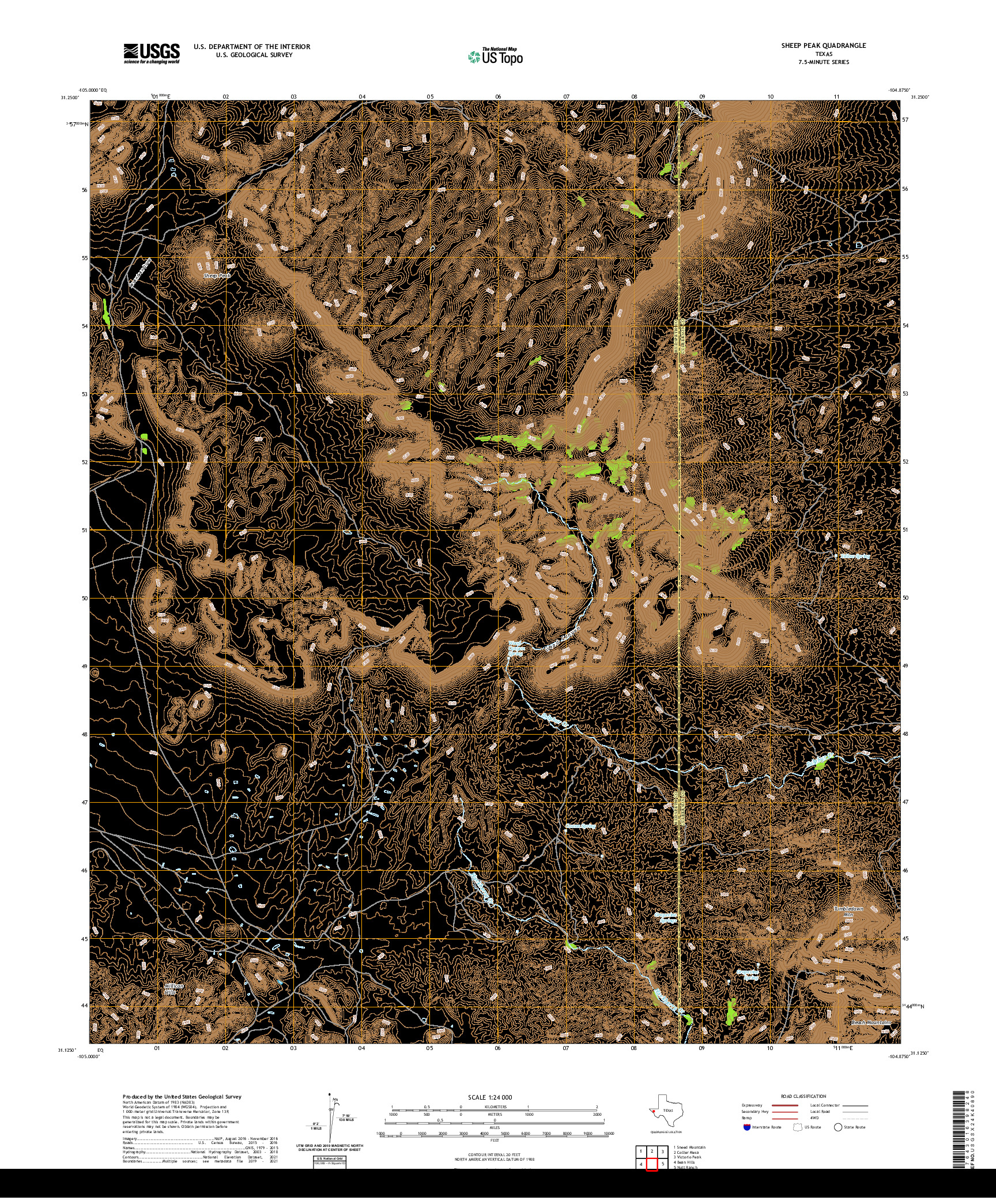 US TOPO 7.5-MINUTE MAP FOR SHEEP PEAK, TX