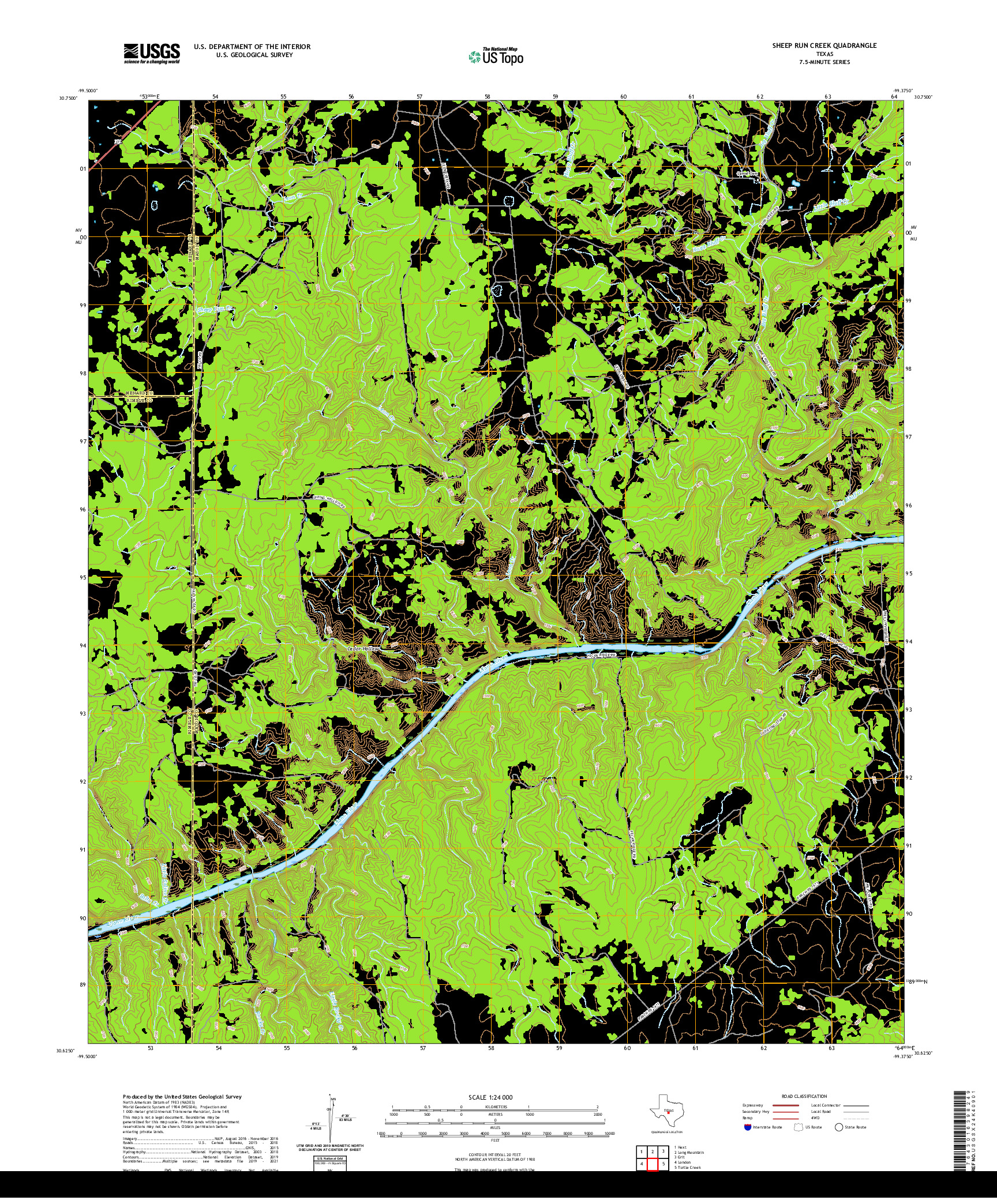 US TOPO 7.5-MINUTE MAP FOR SHEEP RUN CREEK, TX