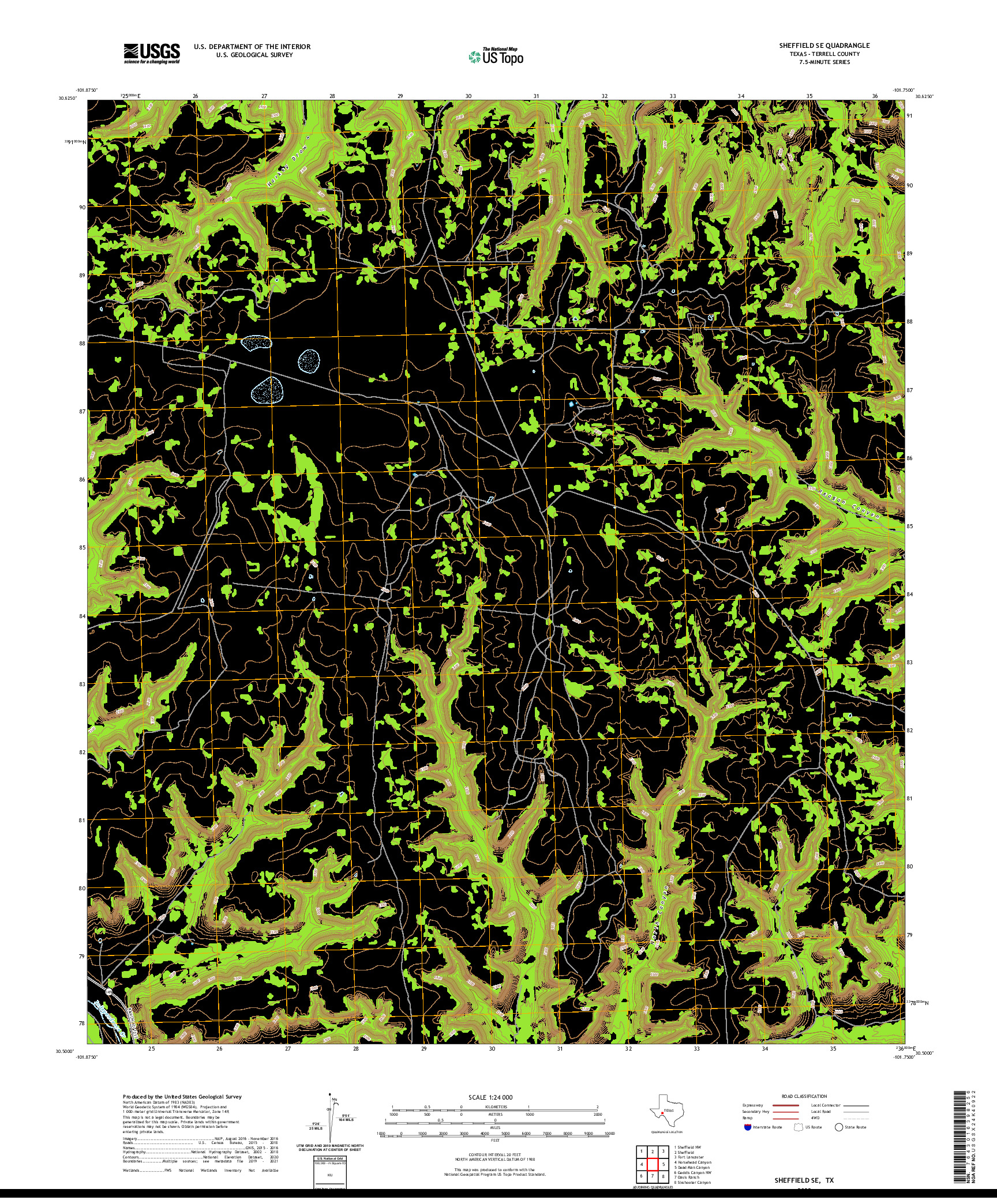 US TOPO 7.5-MINUTE MAP FOR SHEFFIELD SE, TX