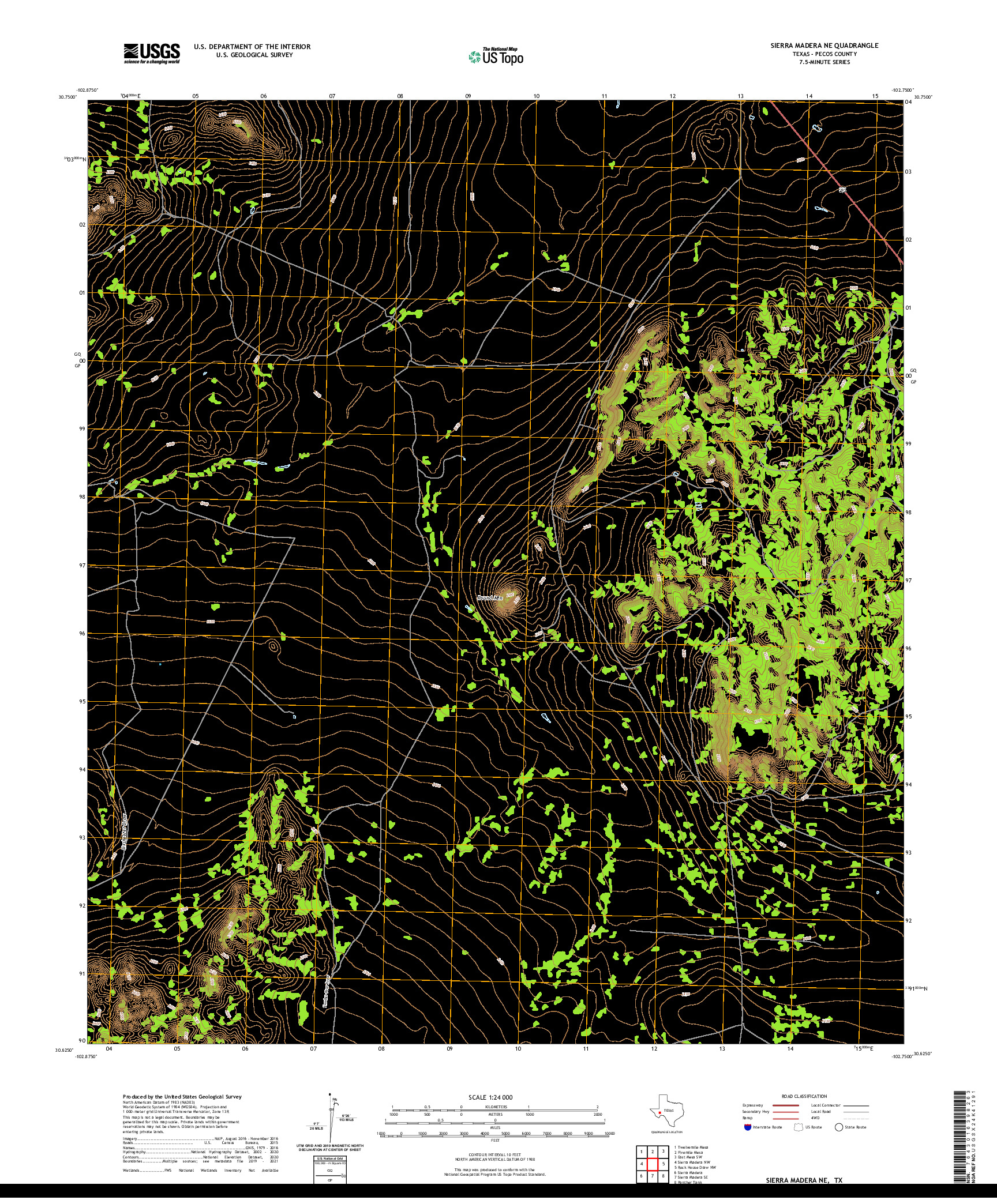 US TOPO 7.5-MINUTE MAP FOR SIERRA MADERA NE, TX