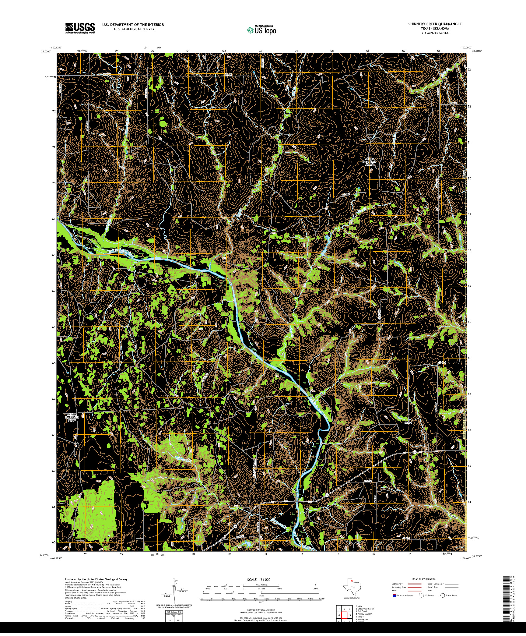 US TOPO 7.5-MINUTE MAP FOR SHINNERY CREEK, TX,OK