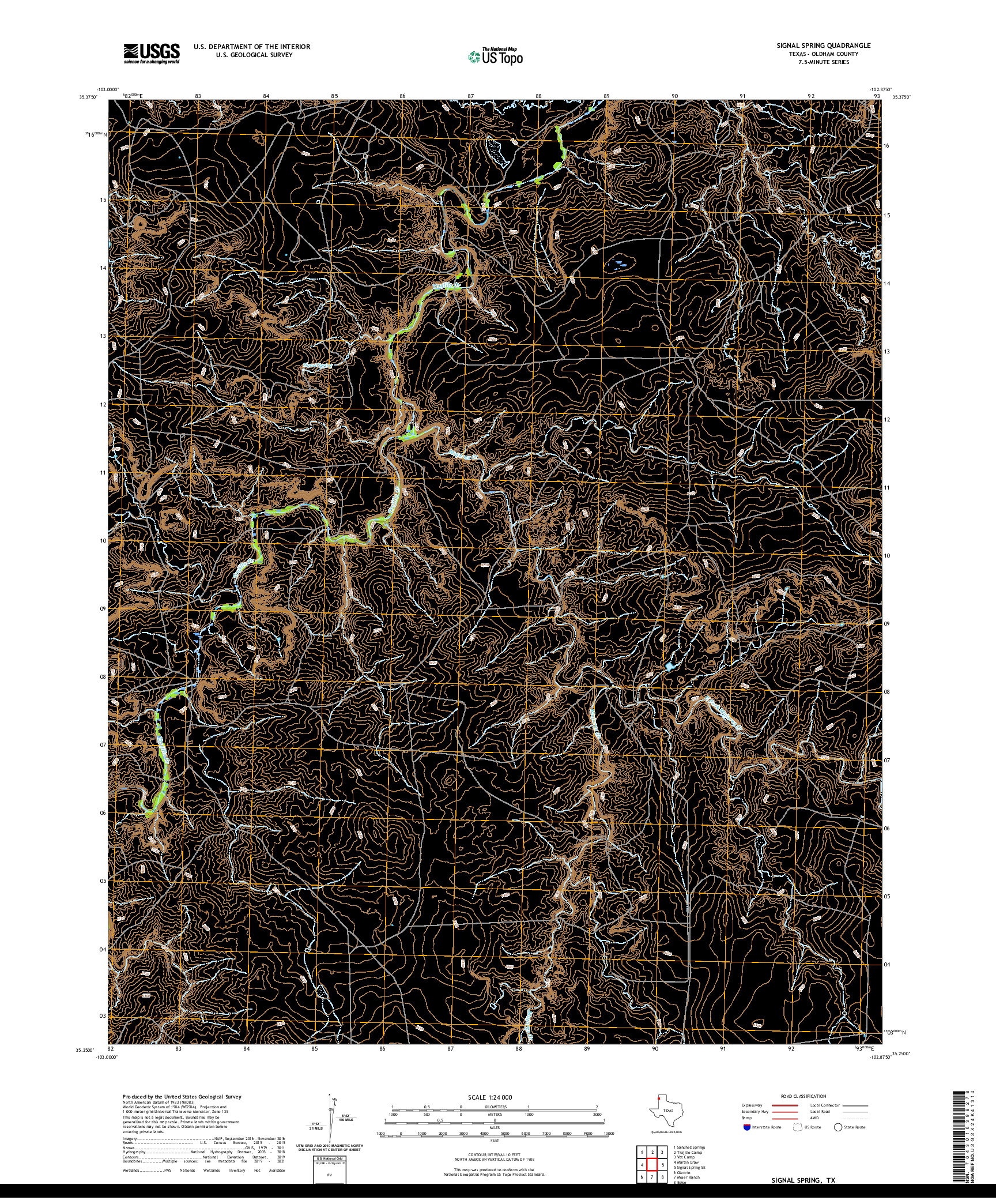 US TOPO 7.5-MINUTE MAP FOR SIGNAL SPRING, TX