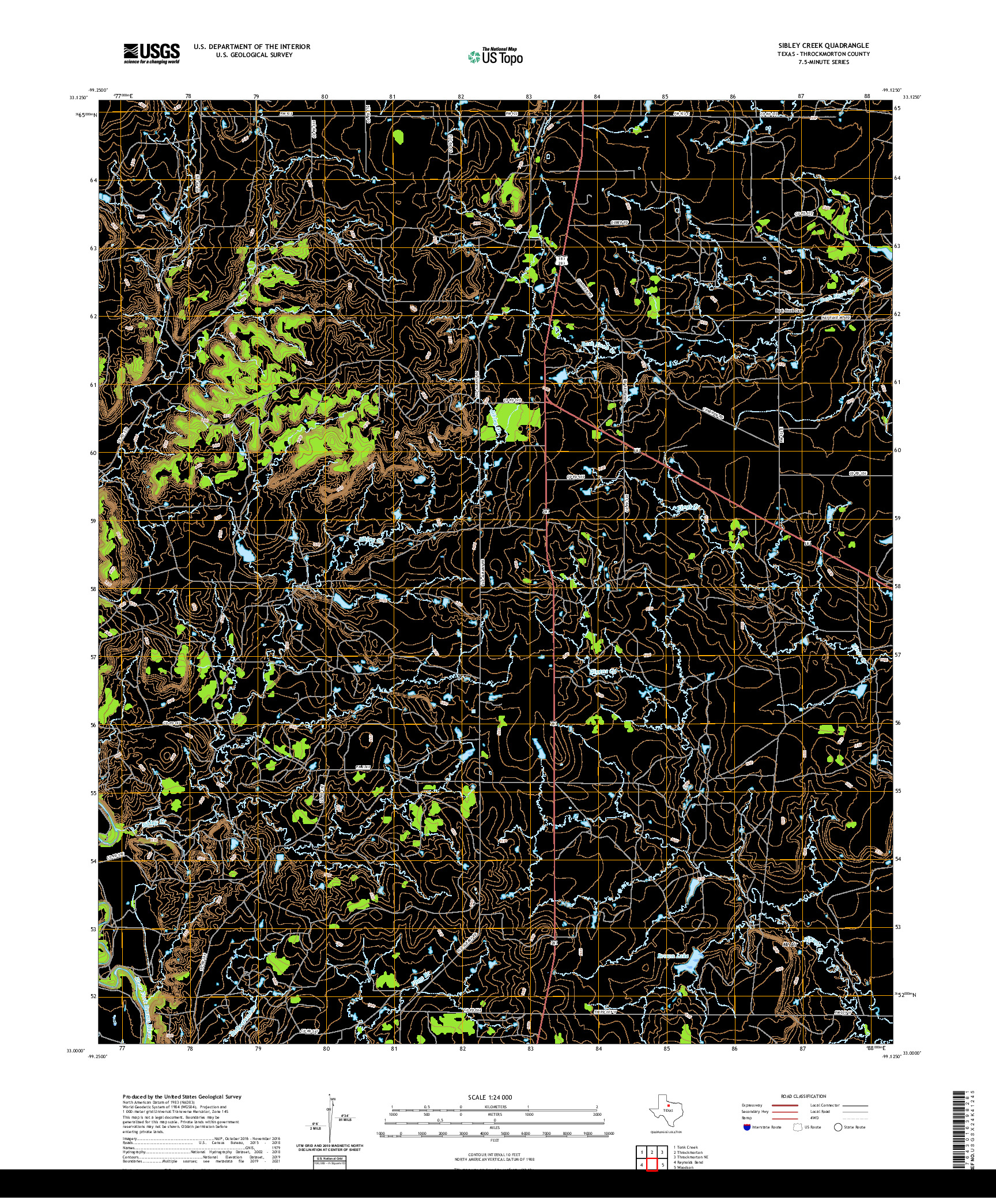 US TOPO 7.5-MINUTE MAP FOR SIBLEY CREEK, TX