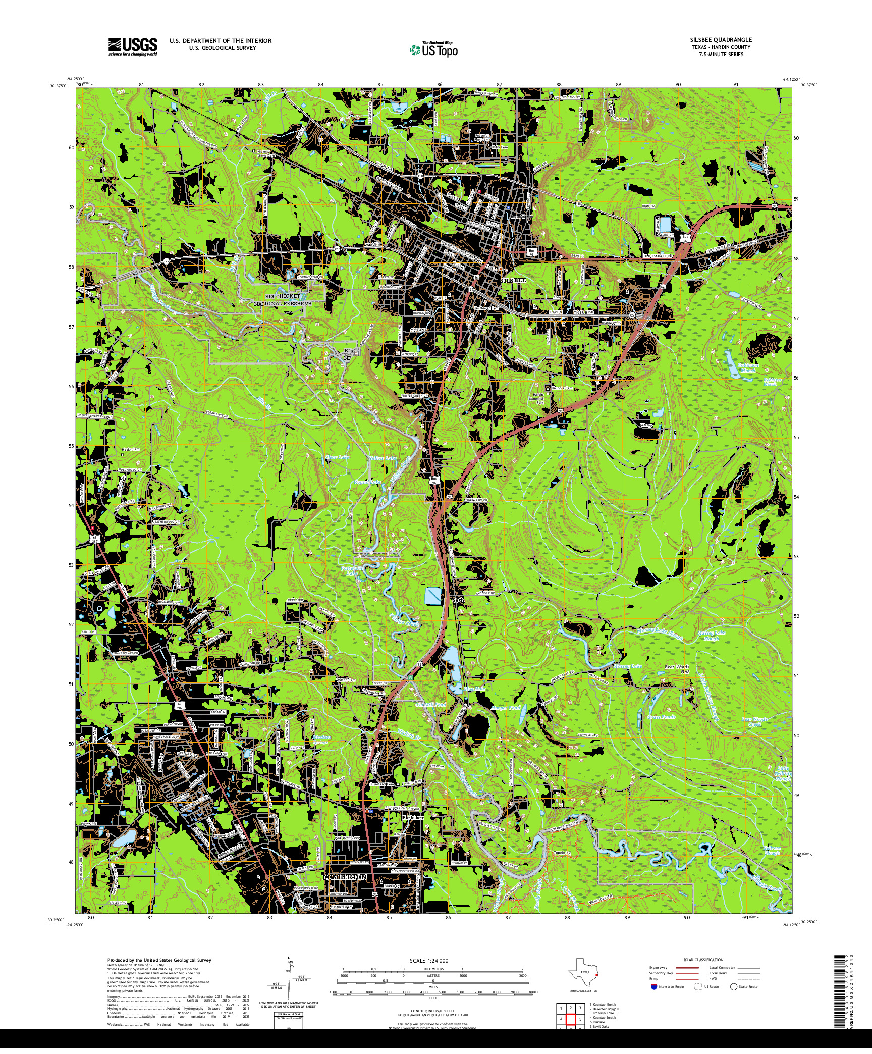 US TOPO 7.5-MINUTE MAP FOR SILSBEE, TX