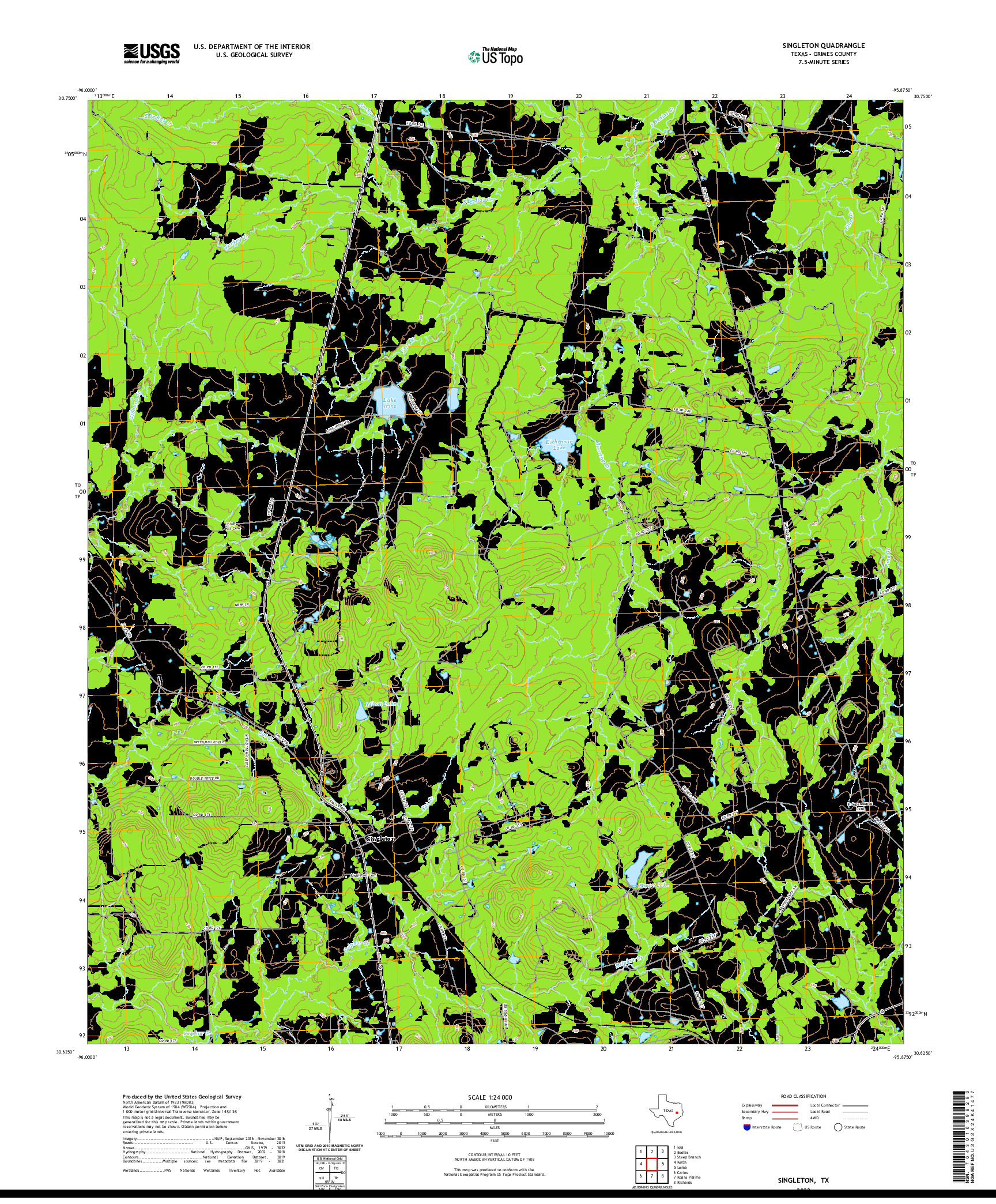 US TOPO 7.5-MINUTE MAP FOR SINGLETON, TX