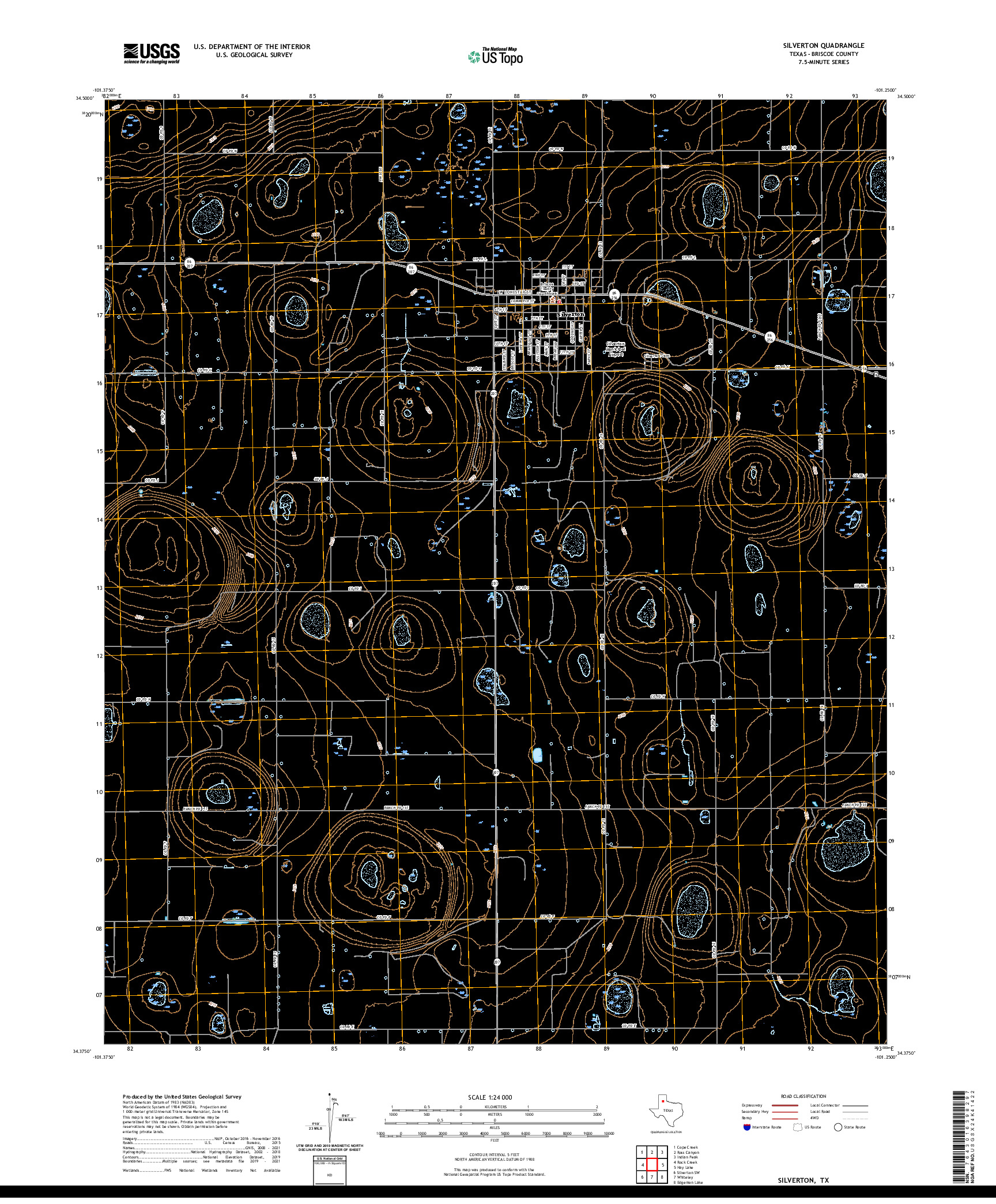 US TOPO 7.5-MINUTE MAP FOR SILVERTON, TX
