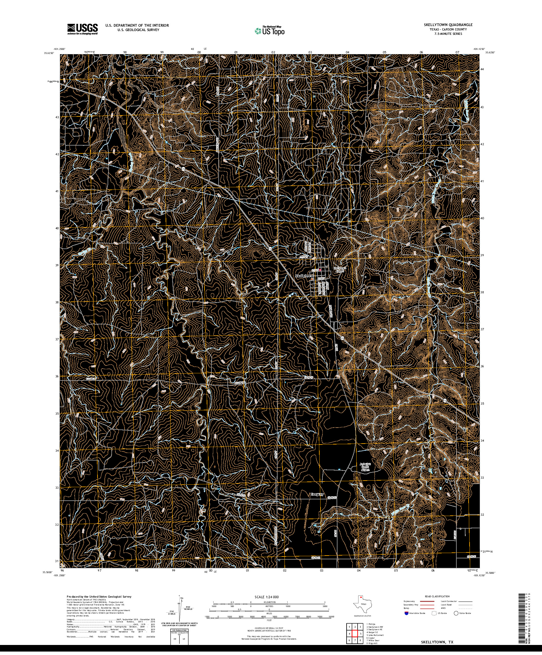 US TOPO 7.5-MINUTE MAP FOR SKELLYTOWN, TX