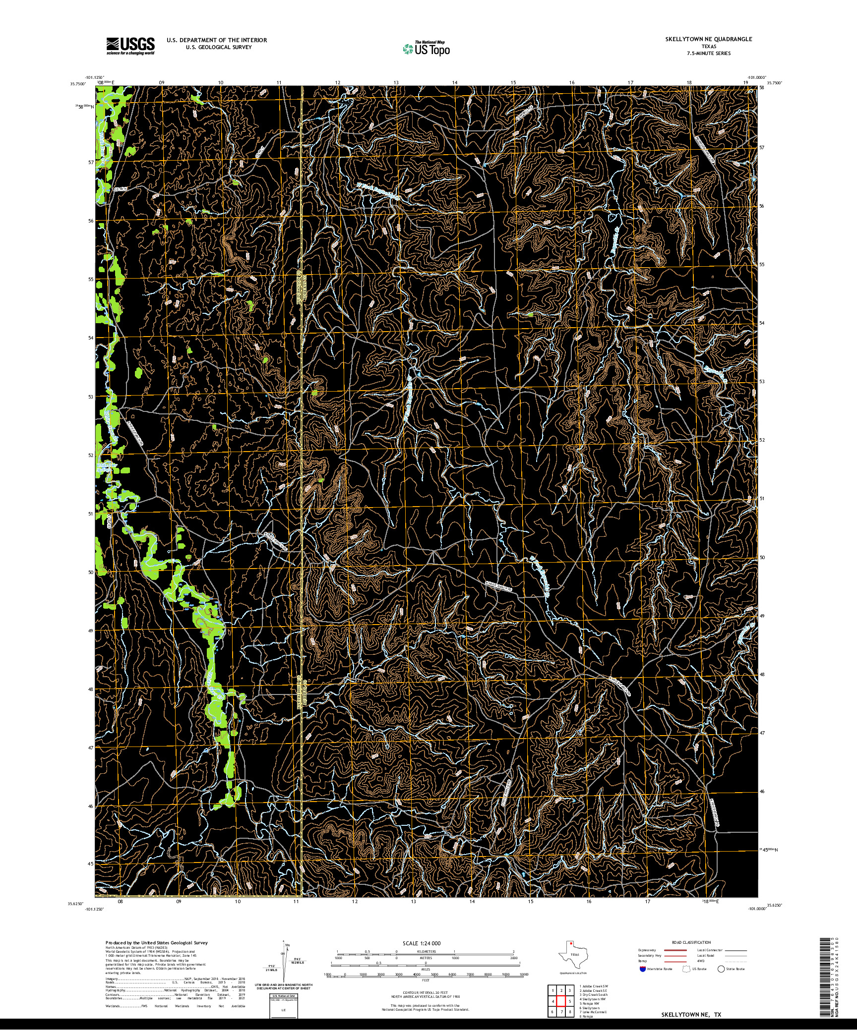 US TOPO 7.5-MINUTE MAP FOR SKELLYTOWN NE, TX