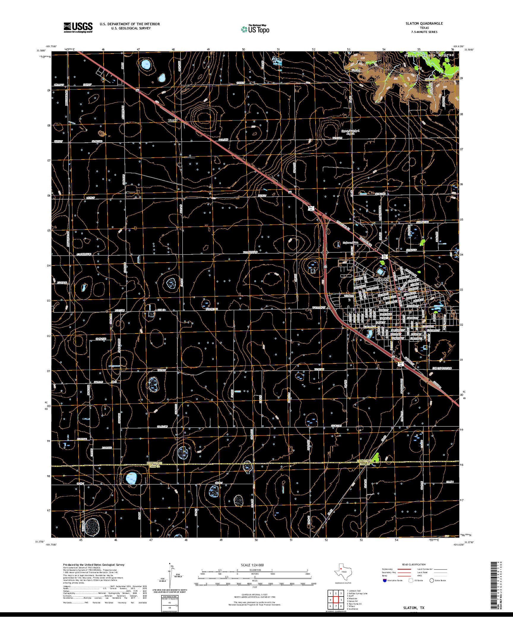 US TOPO 7.5-MINUTE MAP FOR SLATON, TX