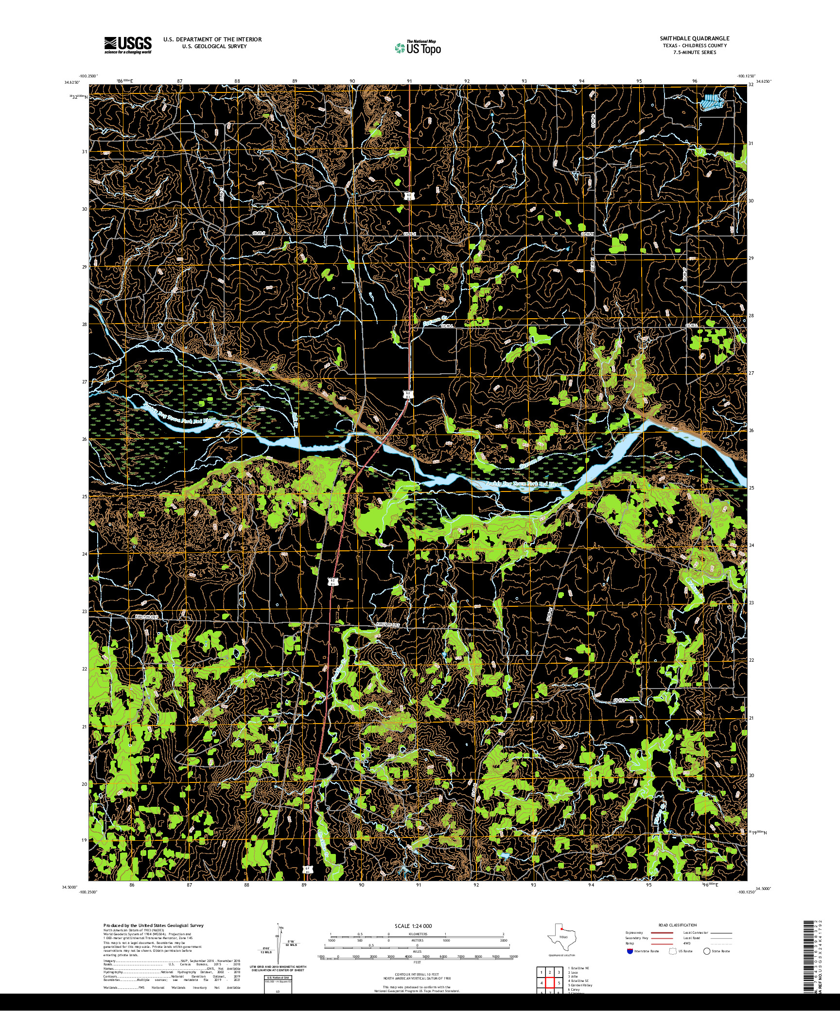 US TOPO 7.5-MINUTE MAP FOR SMITHDALE, TX