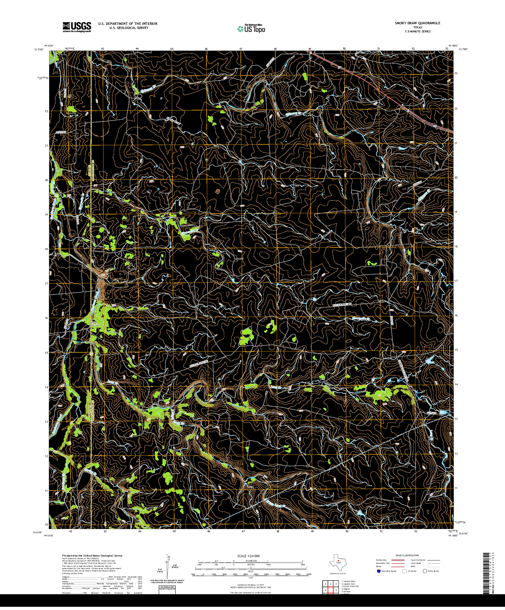 US TOPO 7.5-MINUTE MAP FOR SMOKY DRAW, TX