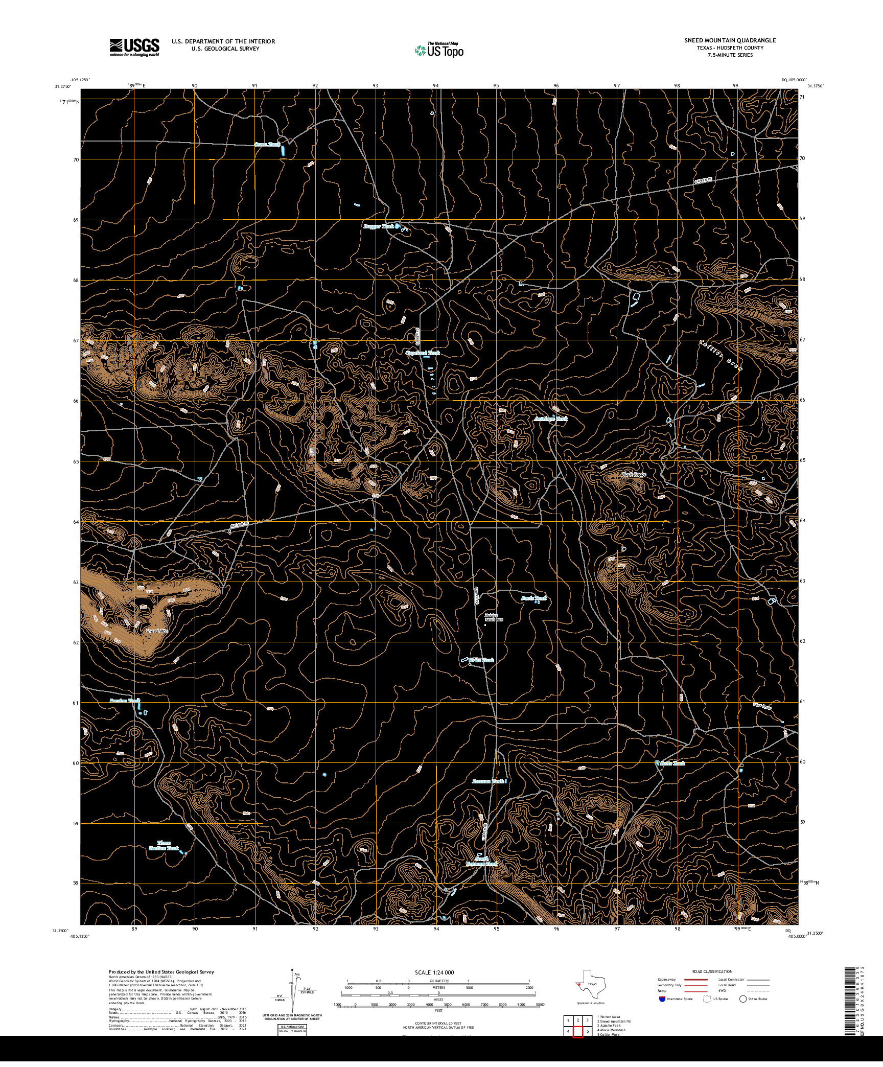 US TOPO 7.5-MINUTE MAP FOR SNEED MOUNTAIN, TX