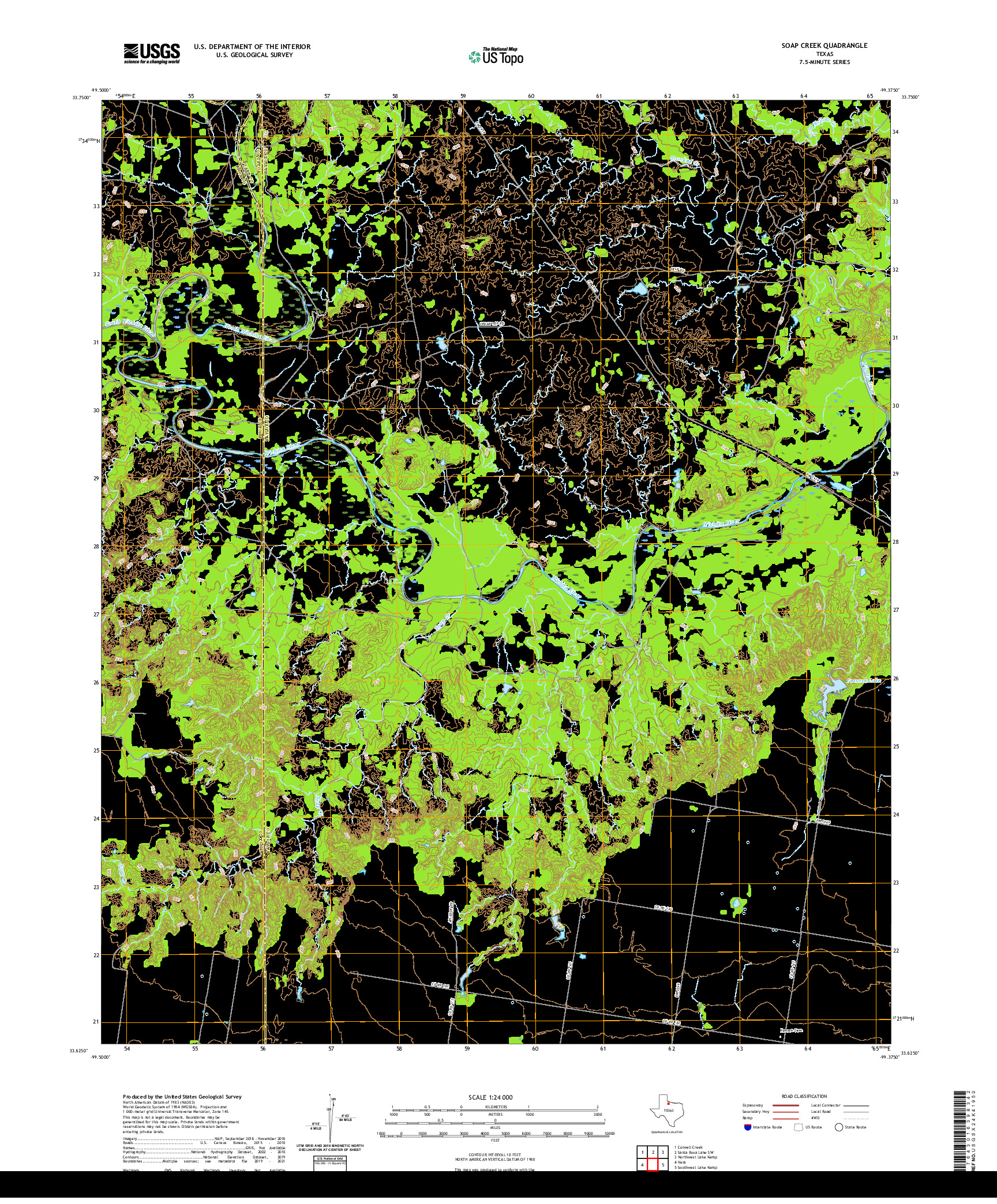 US TOPO 7.5-MINUTE MAP FOR SOAP CREEK, TX